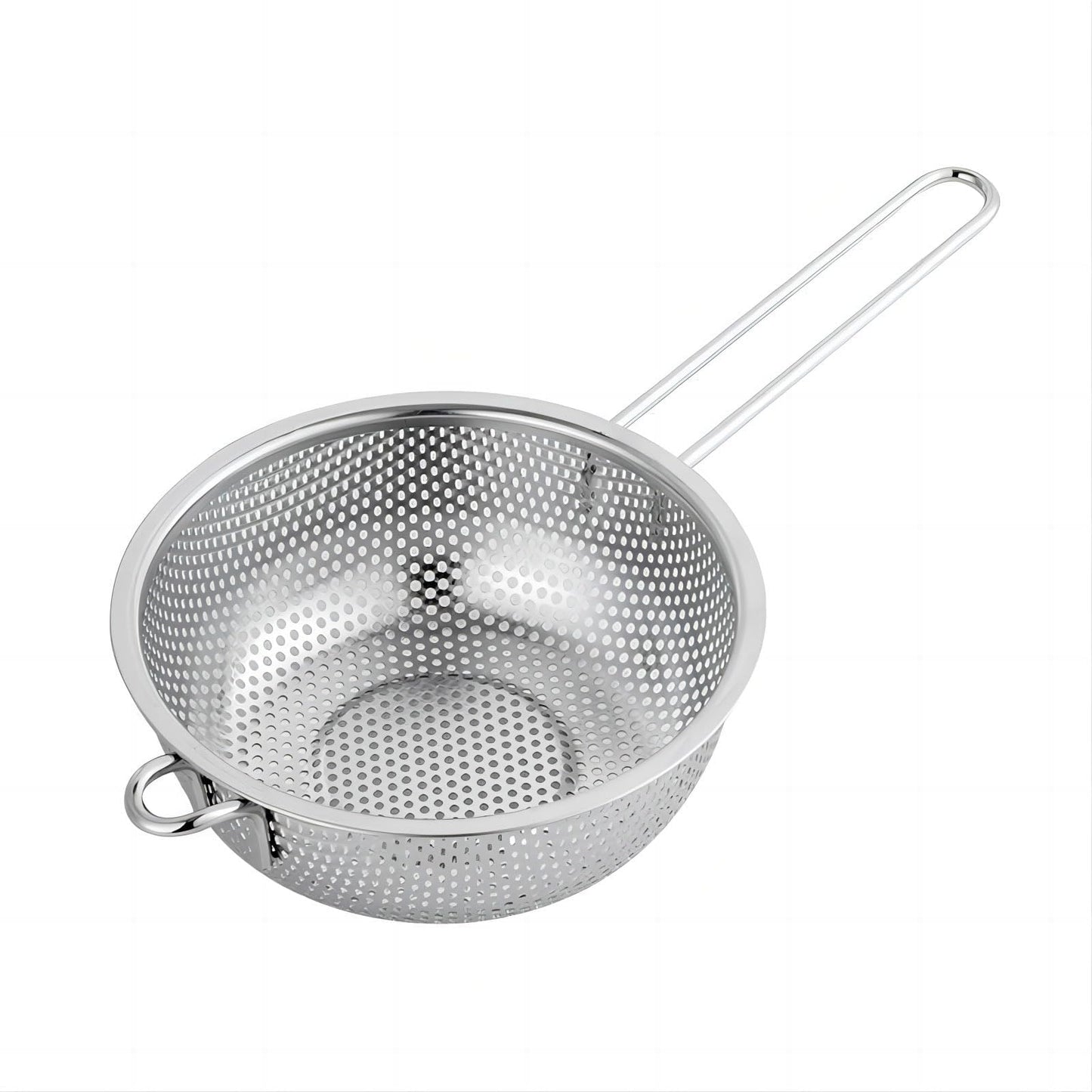 Stainless Steel Basin Colander with Handle Kitchen Strainer, Resting Feet and Colander to Strain, Rinse, Fry, Steam or Cook Vegetables & Pasta & Wash fruits