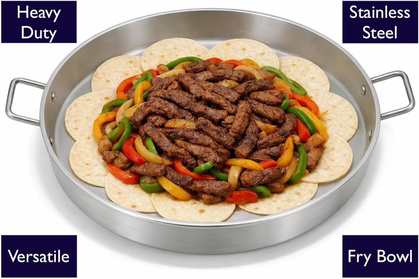 Stainless Steel Concave Discada Grill Stove with 3 Pan Steam Table-Large Comal Taco Cart-with Hose + Regulator-Ideal for Commercial and Home Use