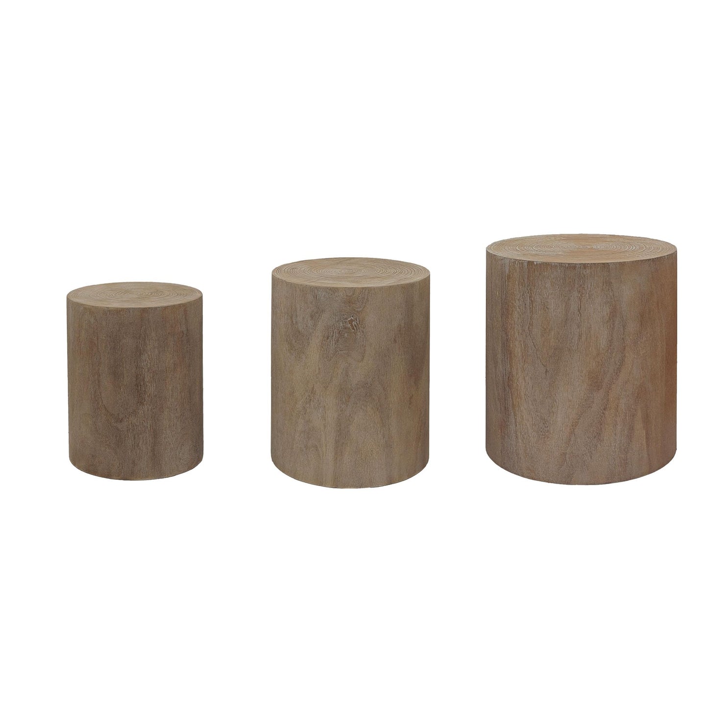 KEIKI Round Coffee Table Set of 3, Modern Wood Nesting Coffee Table with Tree Rings Texture for Living Room, Natural