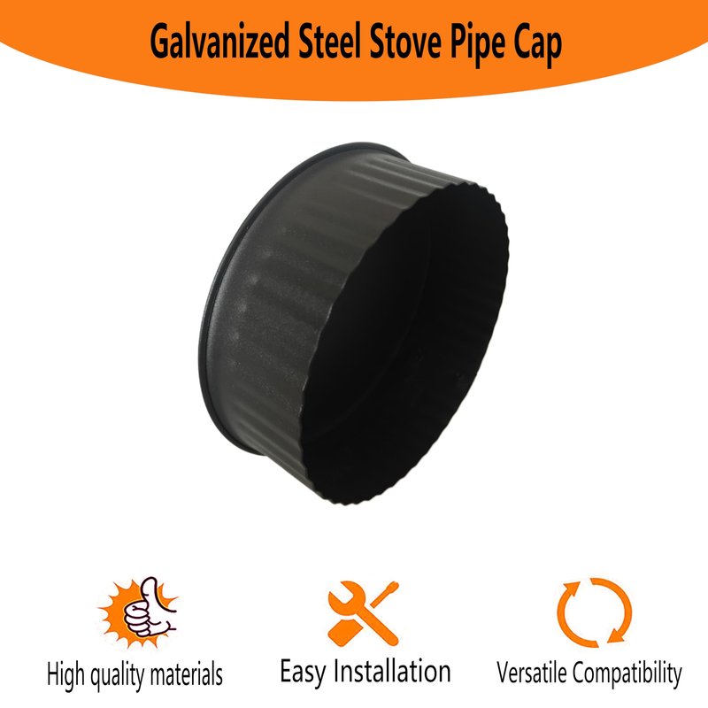 lrnyso corrugate Flue Cover Cap,Indoor Chimney Pipe Cap,Round Chimney Stove Pipe Plug,Stove Pipe Cap BM0152 7 inch Fireplace Chimney Pipe 24Gauge