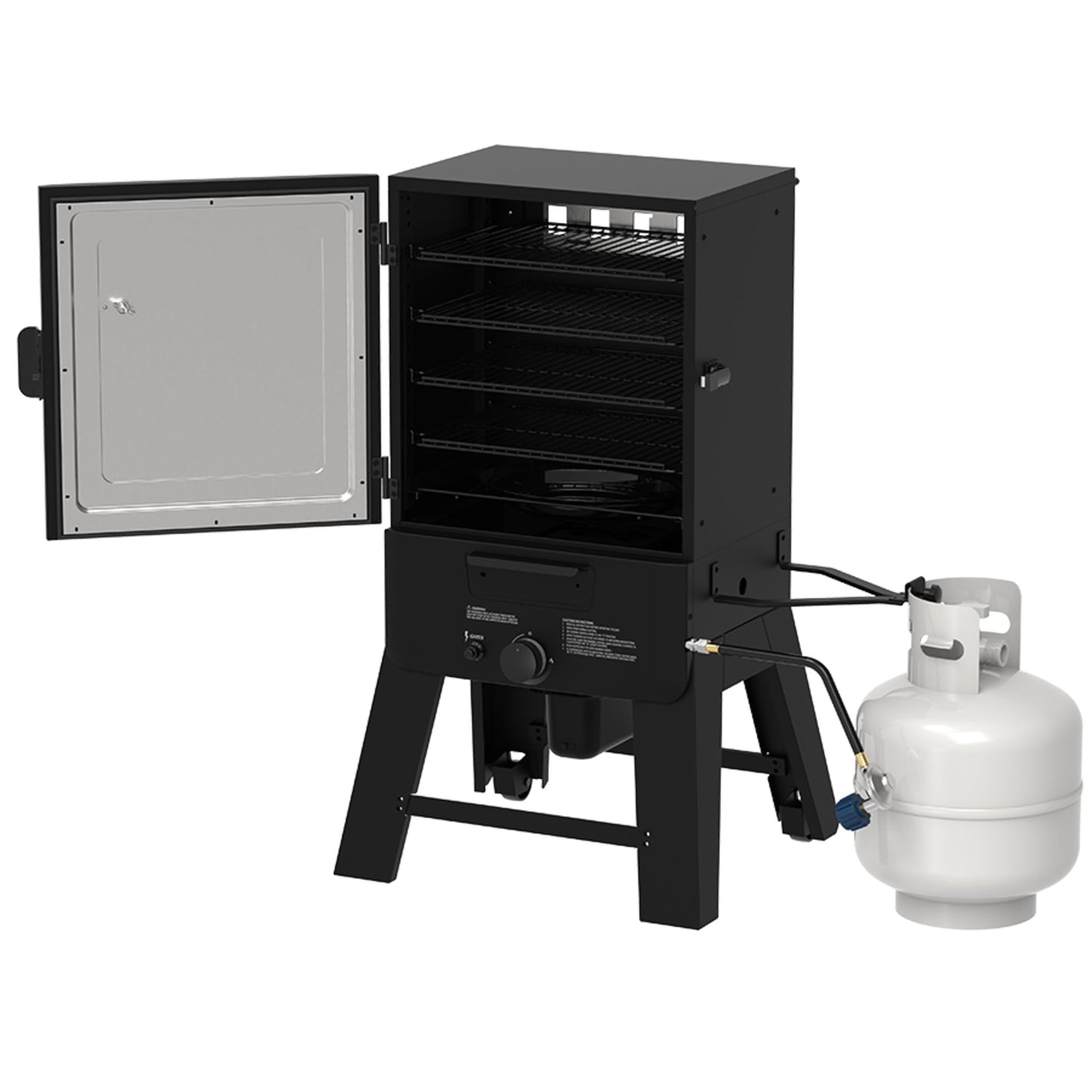 Pit Boss 30‑Inch Gas Vertical Smoker – 983 Sq. In. Cooking Surface, 12,500 BTU Dual‑Burner System, 100–300°F Temperature Range with Adjustable Racks & Wood Smoke Tray