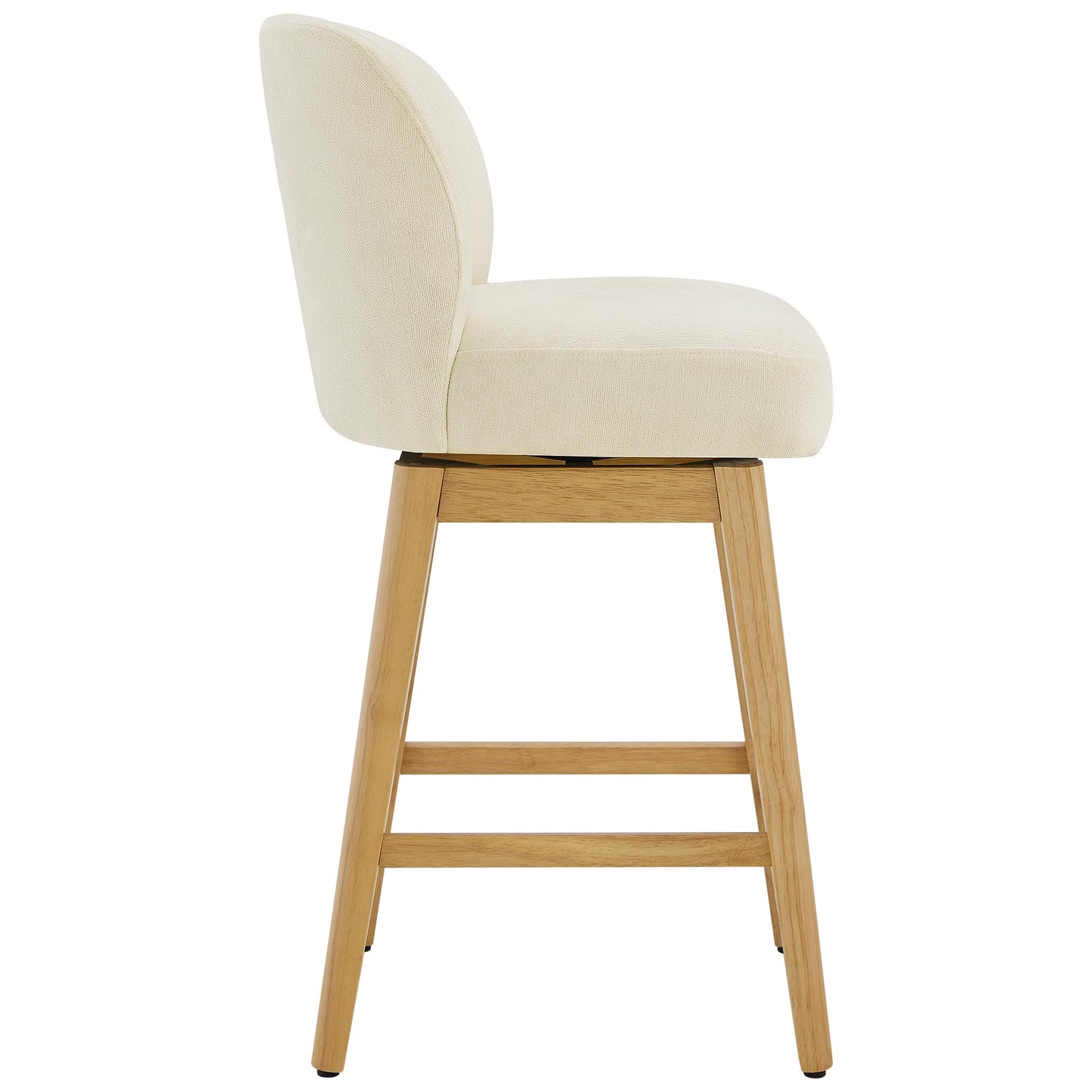 CHITA 26.8" Swivel Counter Height Bar Stools, Modern Upholstered Counter Stools with Back and Wood Legs for Kitchen Island, Home Bar, Set of 2, Cream Fabric