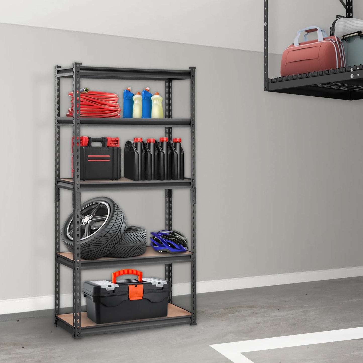 VEVOR Storage Shelving Unit, 5-Tier Adjustable, 2000 lbs Capacity, Heavy Duty Garage Shelves Metal Organizer Utility Rack, Black, 30" L x 12" W x 60" H for Kitchen Pantry Basement Bathroom Laundry