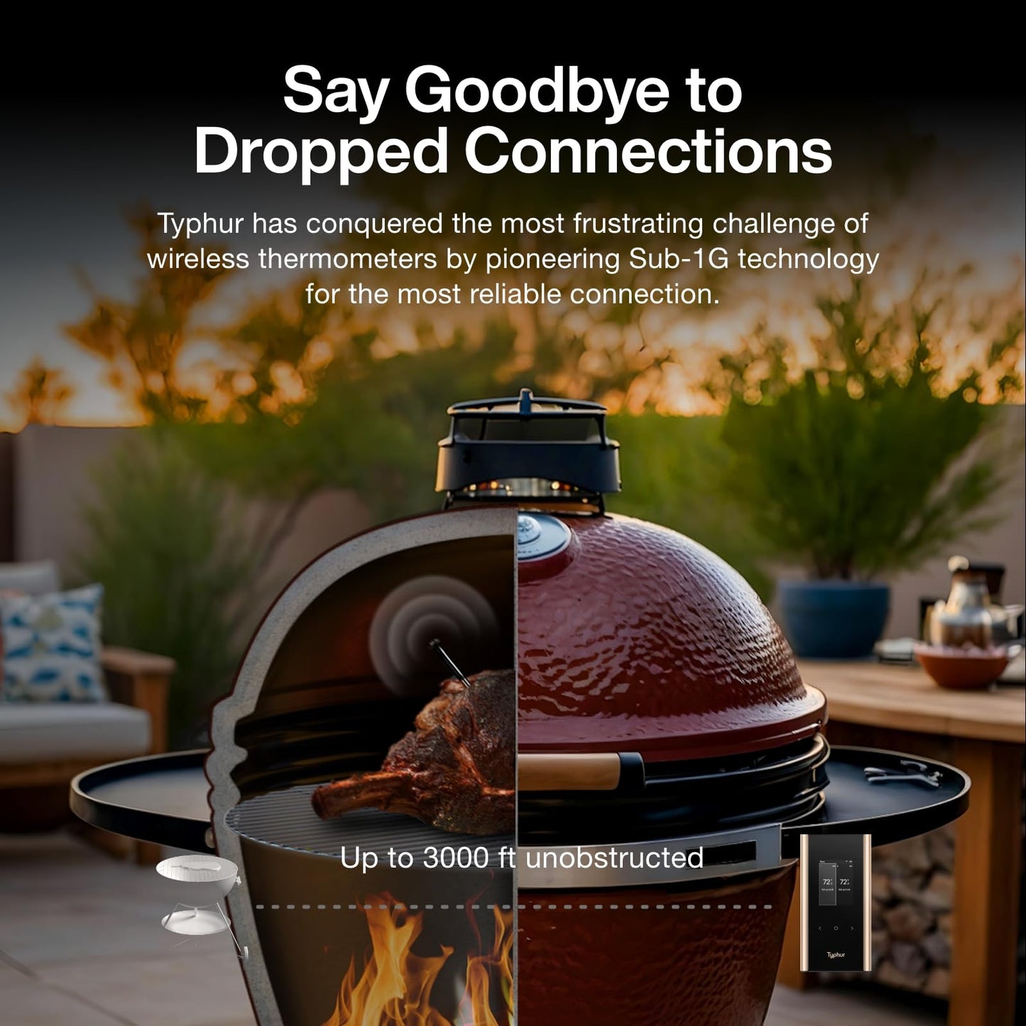 Typhur Sync Gold Wireless WiFi Meat Thermometer, 2 Slim Probes, 6 Sensors, 10x Stronger Signal, ยฑ0.5โ Accuracy, Smart Base Direct Setup, Reliable Reading Through Kamado Grill BBQ Oven Smoker Air Fryer