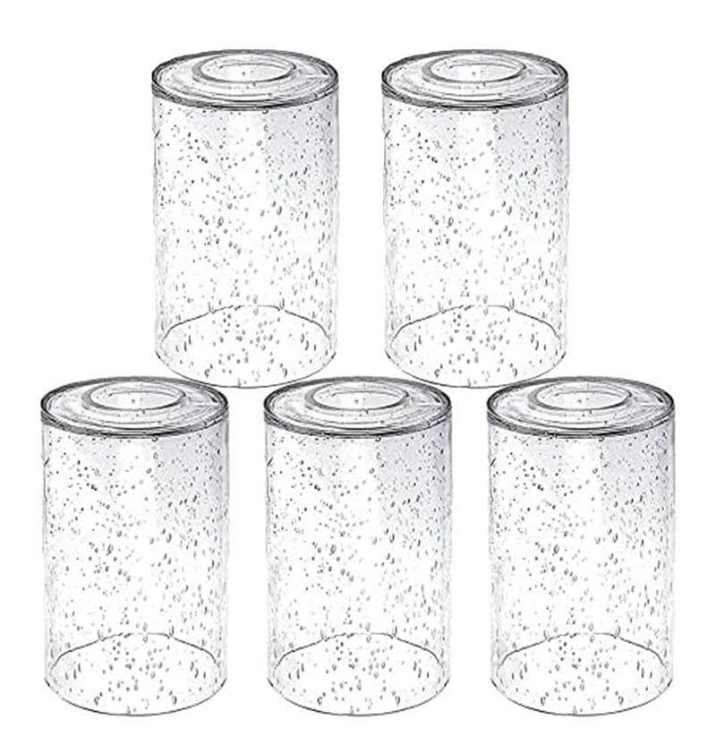 5 Pack Bubble Glass Lamp Shade,Glass Shade Covers Replacements for Light Fixtures,Cylinder Globe Glass Shades Covers for Pendant Lights Chandeliers Wall Sconces Bath Vanity Lights