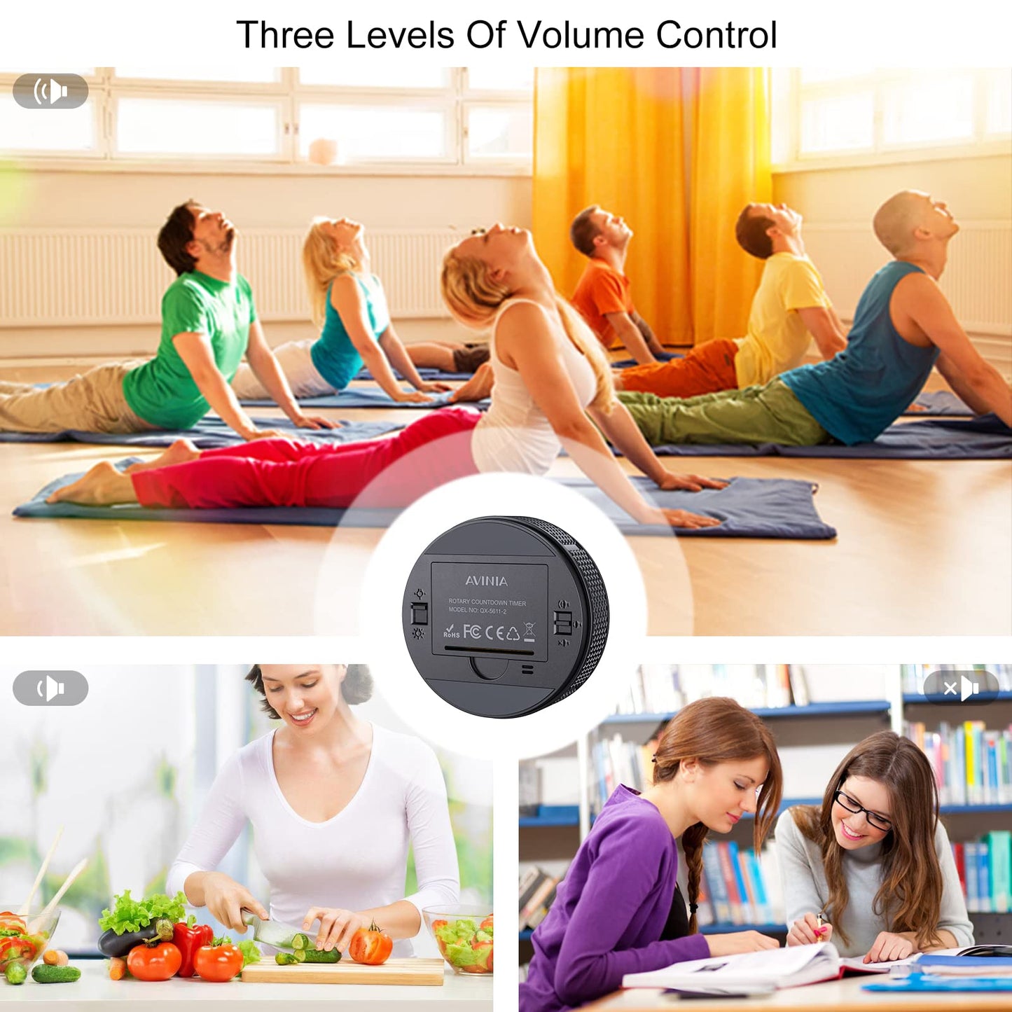 AVINIA Digital Kitchen Timers, Visual timers Large LED Display Magnetic Countdown Countup Timer for Classroom Cooking Fitness Baking Studying Teaching, Easy for Kids and Seniors Black