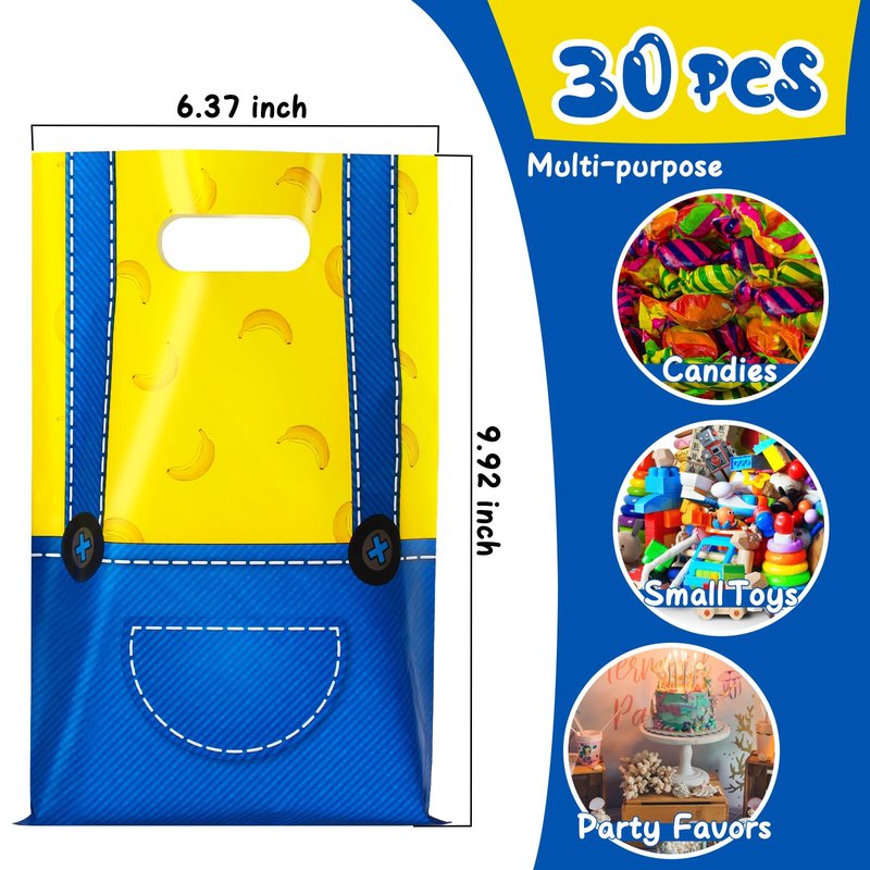 SALACOOL 30 Sets Yellow Goodie Bags,Gift Bags for Birthday Party Favors,Halloween Bag for Birthday Party Decorations