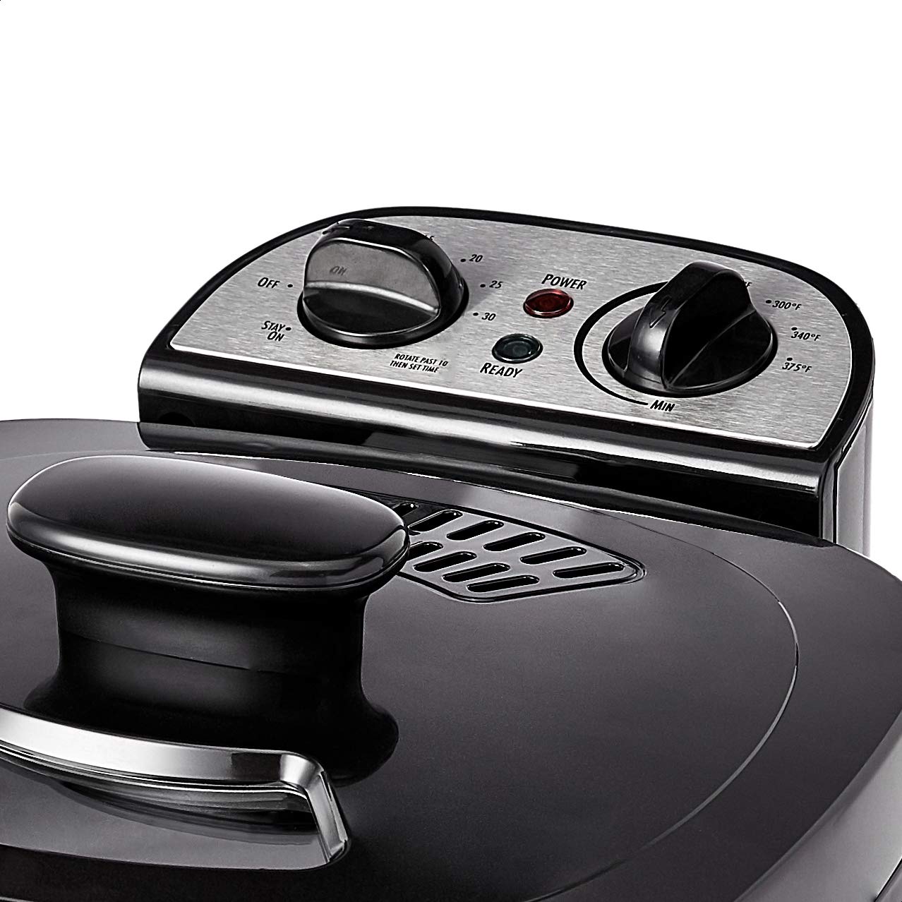 Amazon Basics 2.1-Qt (2.0L) Electric Deep Fryer with 8-Cup Oil Capacity, Adjustable Temperature Control, Timer, Easy Draining Removable Basket, Viewing Window, 1500W, Black