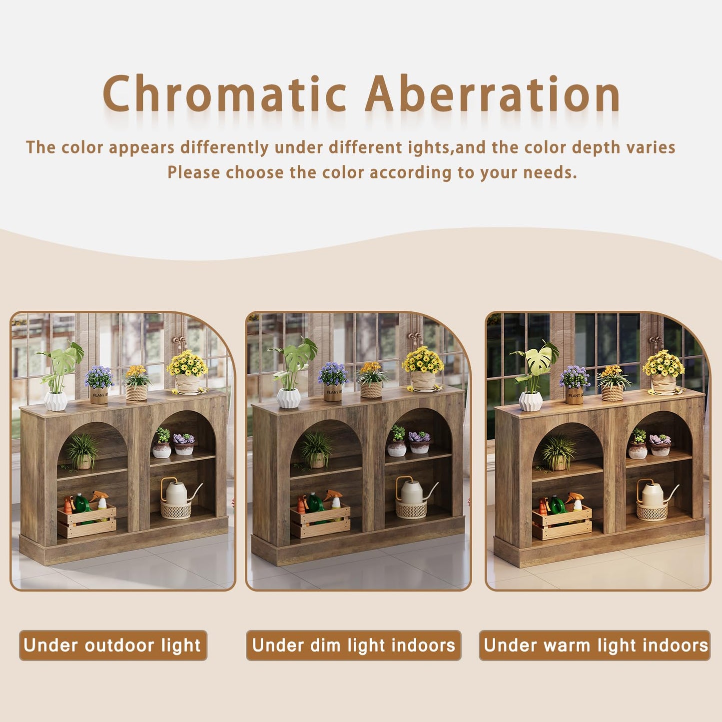 GiftGo Farmhouse Console Table 47-Inch Narrow Entryway Table with 3 Tier Storage, Wooden Rectangular Sofa Table Behind The Couch for Entrance, Hallway, Living Room,Elegant Arch (Rustic Brown, L-47)