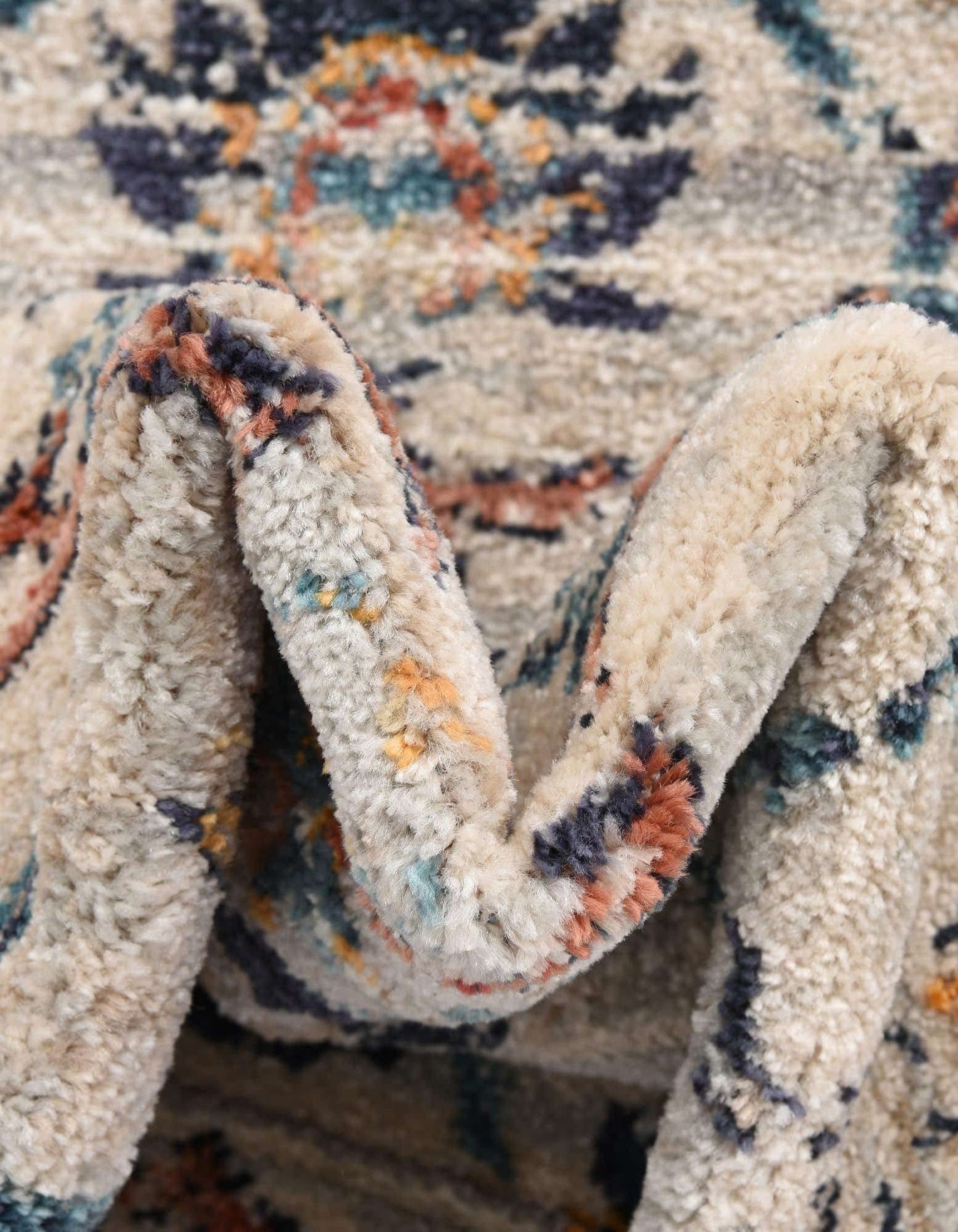 Unique Loom Lola Collection Area Rug - Vivacious (10' x 12' 4" Rectangle, Ivory/Blue)