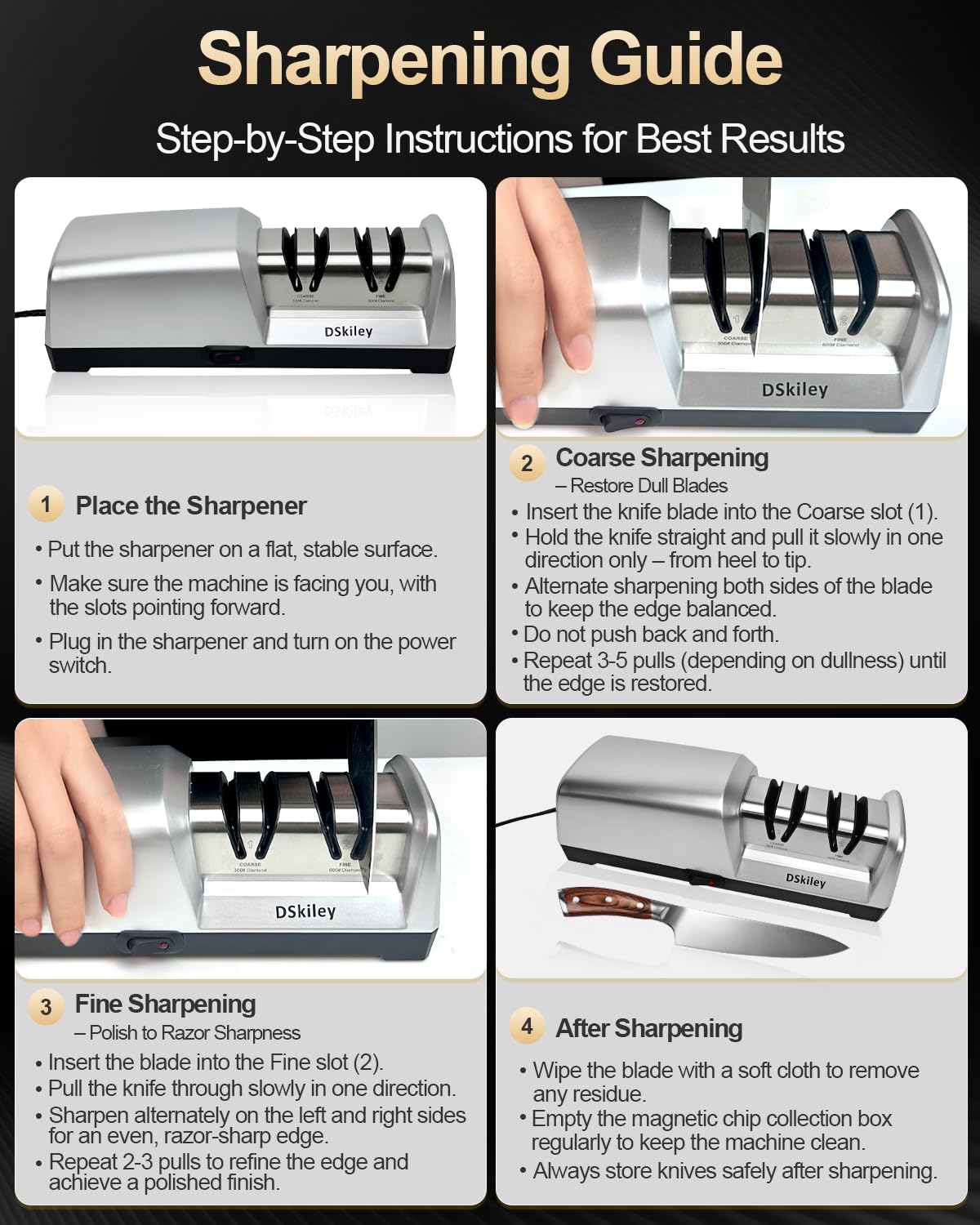 Electric Knife Sharpener for Kitchen – Professional 2-Stage 100% Diamond System with 20° Precision Angle, Fast Sharpening to Restore & Polish Chef Knives (2-Stage Silver)