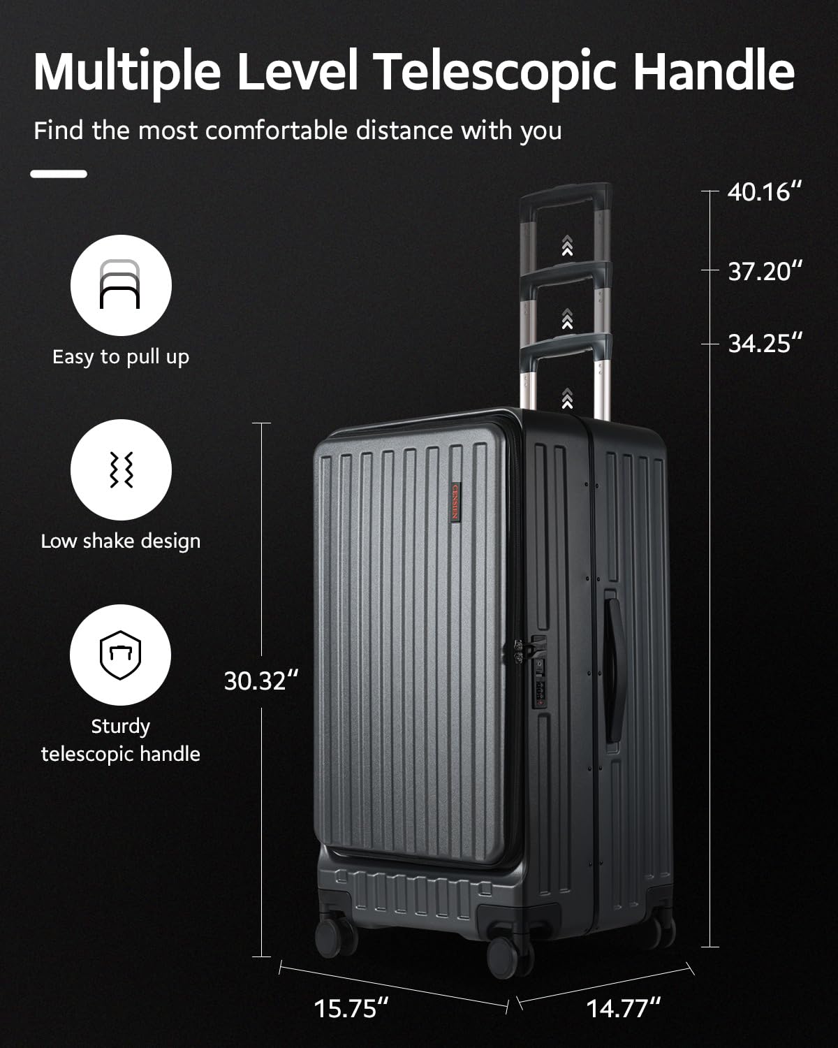 CENSIEN Checked Luggage, Large Suitcase 29 Inch Trunk Luggage with Spinner Wheels, Lightweight ABS+PC Hard Shell with Aluminum Frame, Top Opening, TSA Lock (Grey, 1PC)