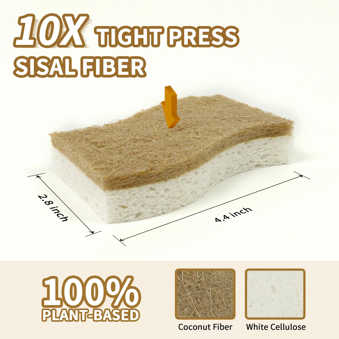 Natural Kitchen Sponges, Biodegradable & Compostable | Non-Scratch Cellulose Coconut Fiber Sponges for Dishes, Pots & Pans | Eco-Friendly Cleaning Sponge (12)