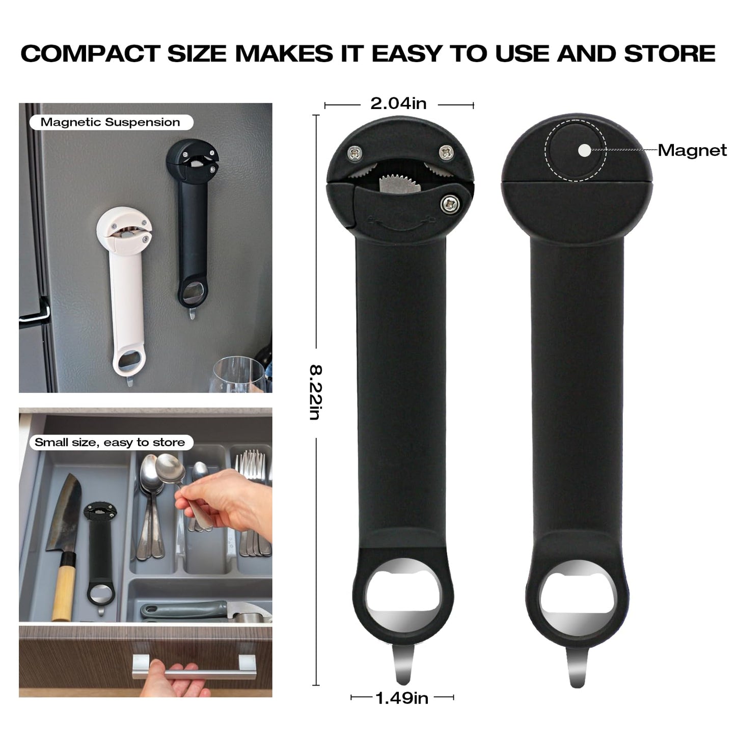 RAIN SPIRIT Multifunctional Retractable Bottle & Jar Opener - Adjustable Can Opener & Lid Gripper for Seniors, Weak Hands, and Arthritis,Jar Opener Bottle Opener and Lid Opener,Wine Opener Gadgets 