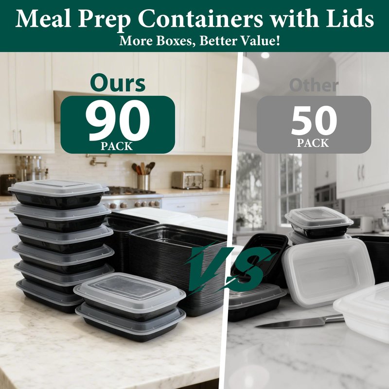 FUHITIM 90 Pack 28 oz Disposable Containers with Lids, Meal Prep Containers,Sturdy Leakproof & Food Safe, Microwave, Freezer, Dishwasher Safe Food Storage Containers with Lids Easy Open