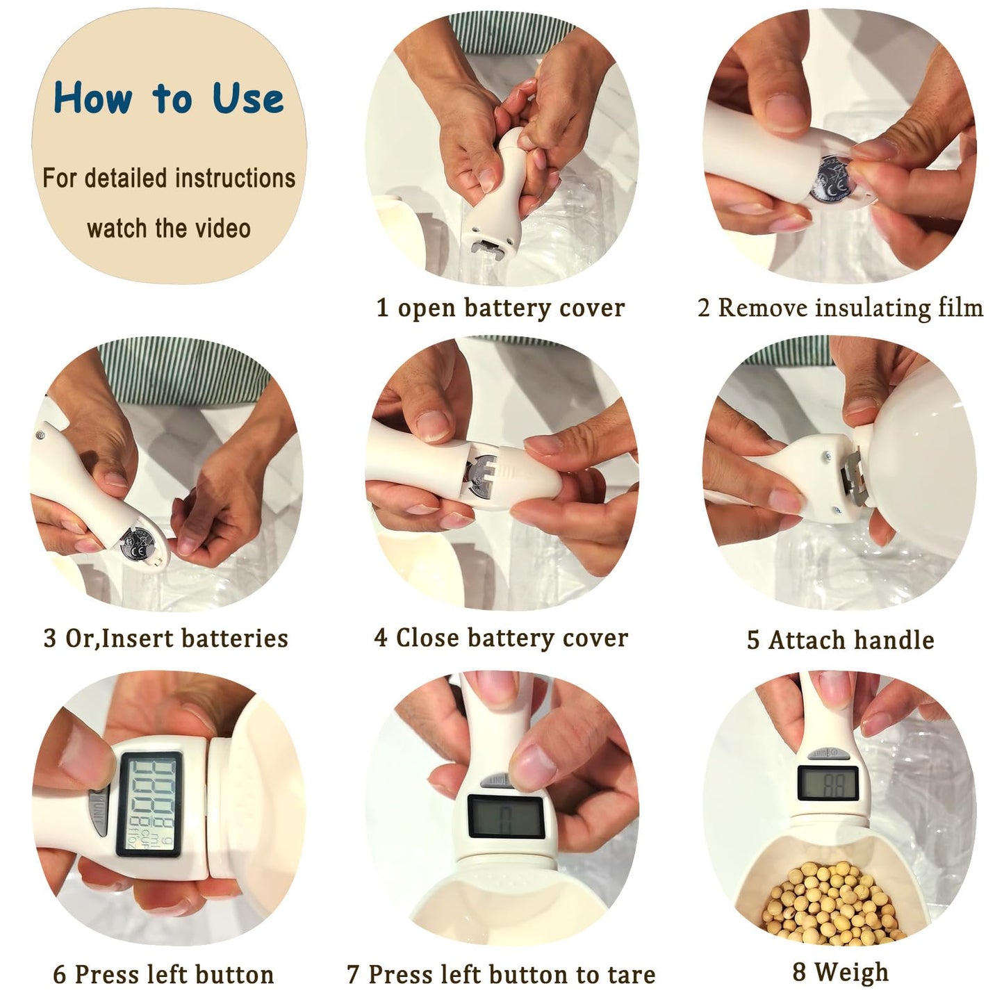 Electronic Measuring Spoon, Weighs 0.1g-800g Precision, Digital Kitchen Spoon Scale, Clear LCD Display, Includes Button Battery, Ideal For Cooking, Baking, Coffee Brewing, Pet Feeding