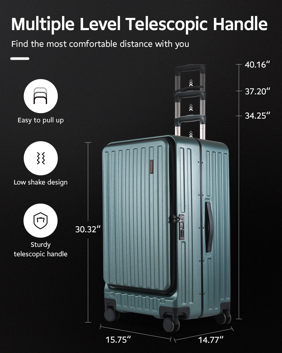 CENSIEN Checked Luggage, Large Suitcase 29 Inch Trunk Luggage with Spinner Wheels, Lightweight ABS+PC Hard Shell with Aluminum Frame, Top Opening, TSA Lock (Green, 1PC)