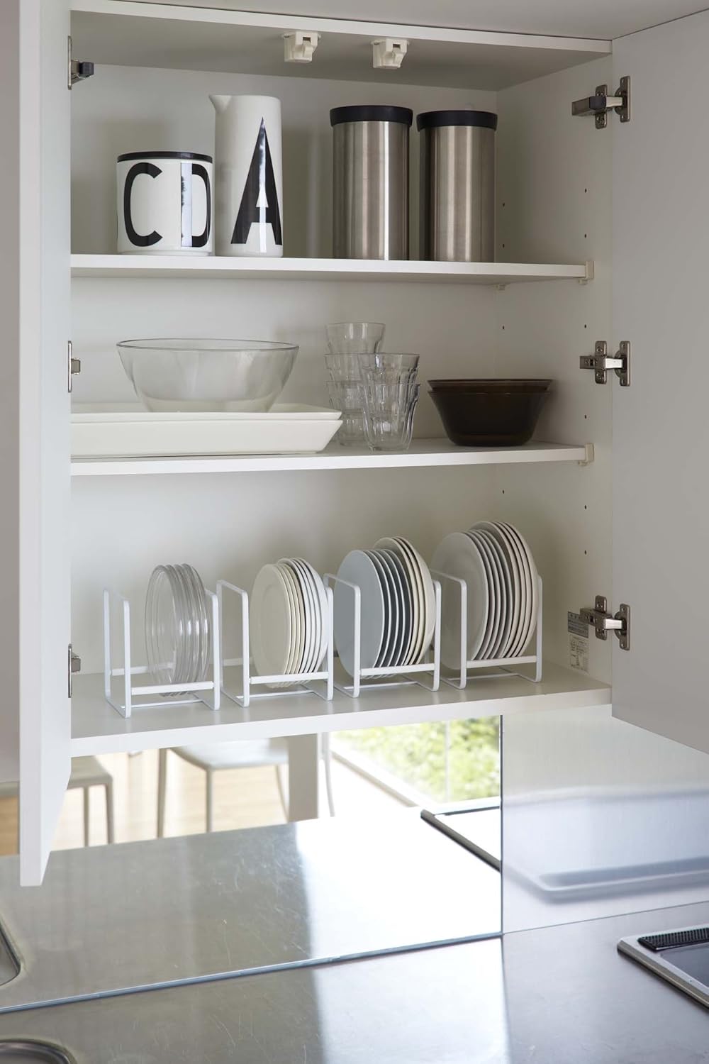 Yamazaki Home Dish Organizer, Storage Rack for Kitchen Cabinets