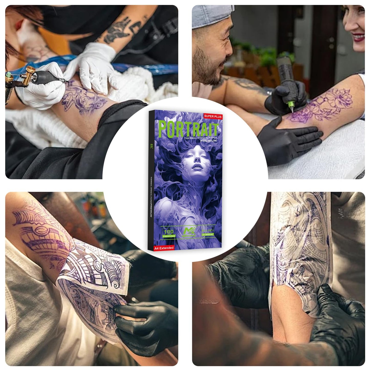 Tattoo Transfer Paper,100 Sheets Premium Tattoo Stencil Paper for Tattooing,4 Layers 8.5" X 16.5"