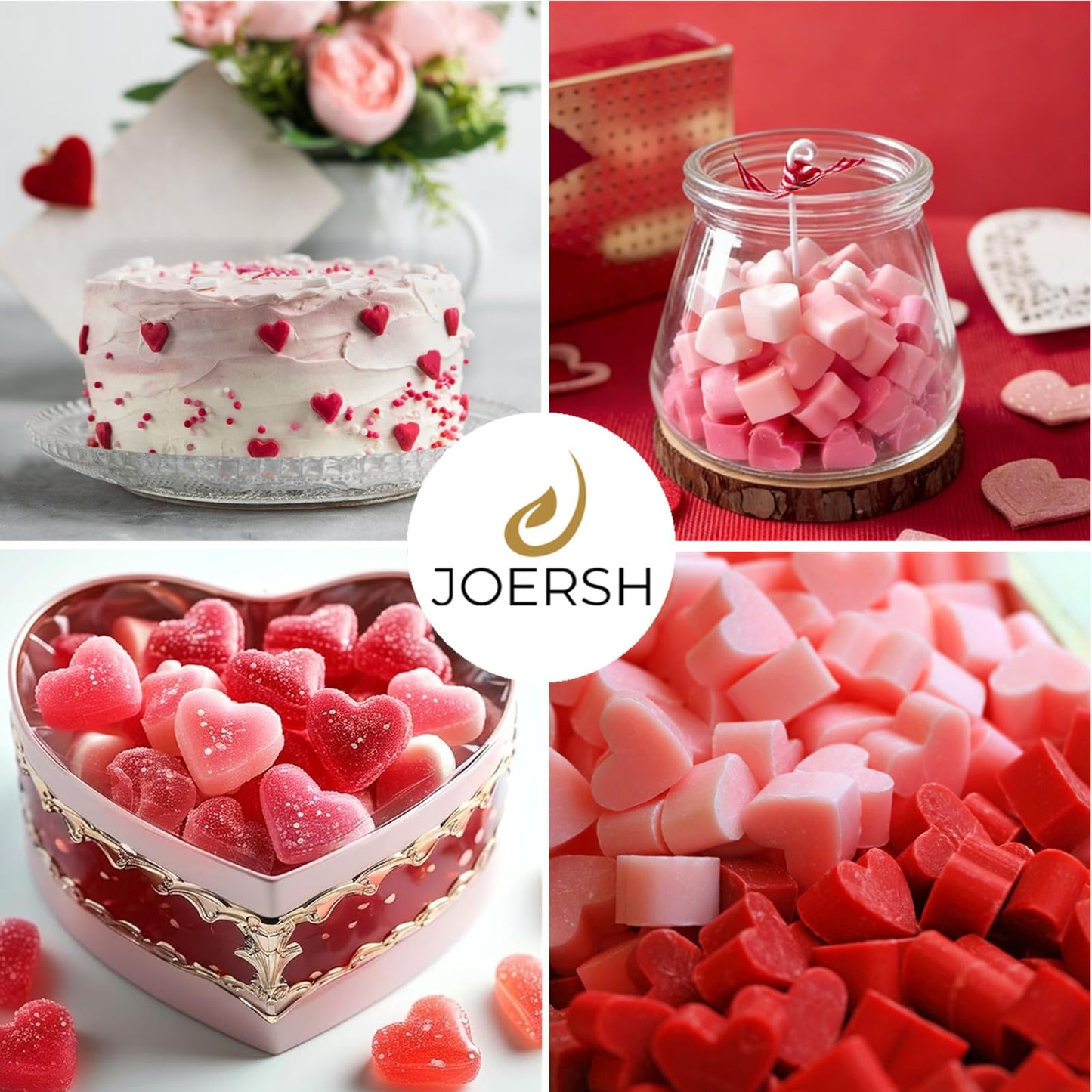 JOERSH Heart Candy Molds Silicone Molds for Hard Candy, Gummy, Chocolate, Ice Cube, Caramel, Jelly, 220 Cavities