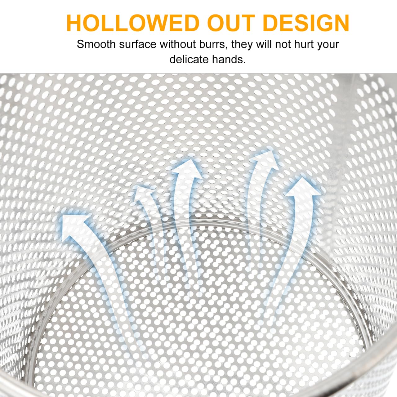 Angoily Mesh Pasta Strainer 1 Gal Stainless Steel 6.5" Deep Noodles Basket Hot Pot Colander with Wooden Handle 3.7L Boiling Spider Strainer for Cooking Dumpling Vegetable Food