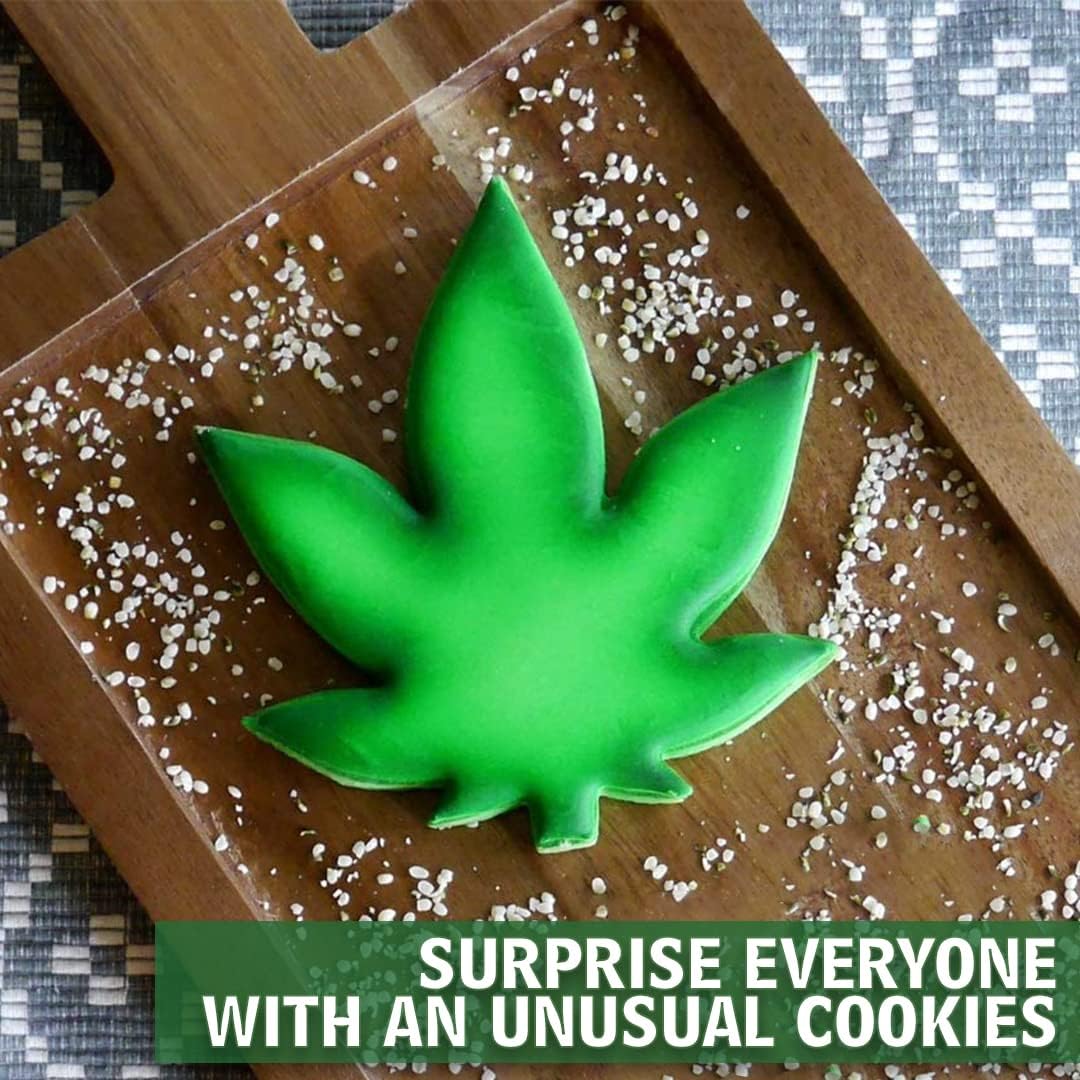 Marijuana Leaf Plant Cookie Cutter, Stainless Steel 4" Cake Mold for DIY Pastry Bakeware, Brownie Biscuit Decoration