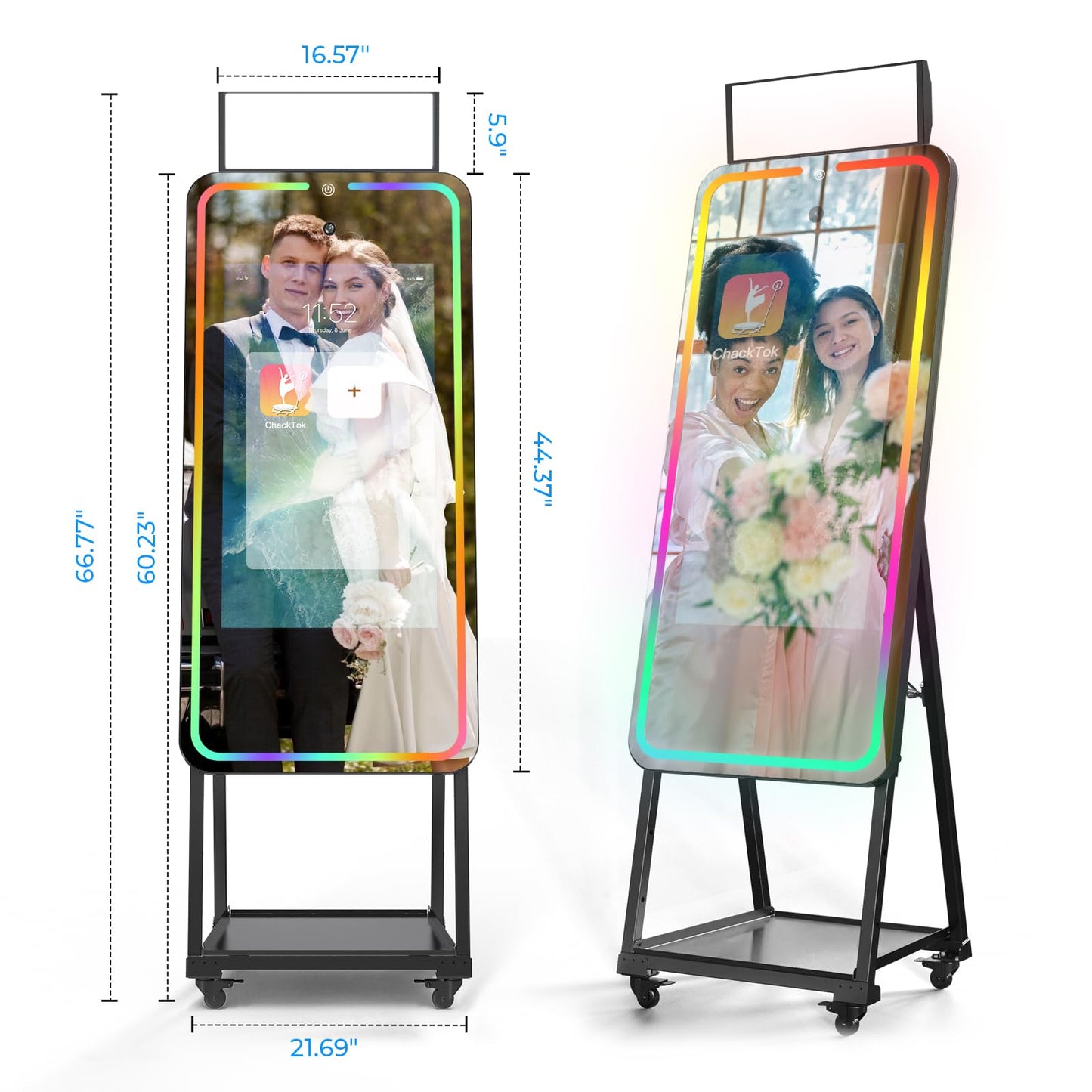 MWE Magic Mirror Photo Booth Machine Touch Screen with Printer,12MP 4K HD Camera,RGB Surround Light Music Sync,Professional Photography Light,Dual System,Software APP Remote Control (47in+Printer)