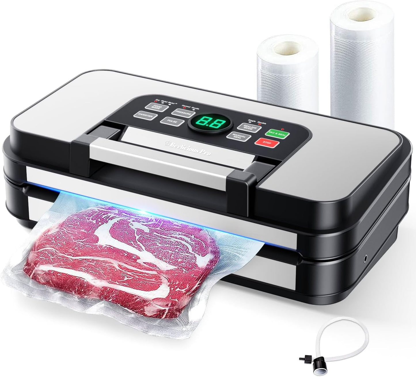 Precision Pro Vacuum Sealer by 95Kpa - Powerful Double Heat Seal & Pump | Easy-Lock Handle, Silver Gray