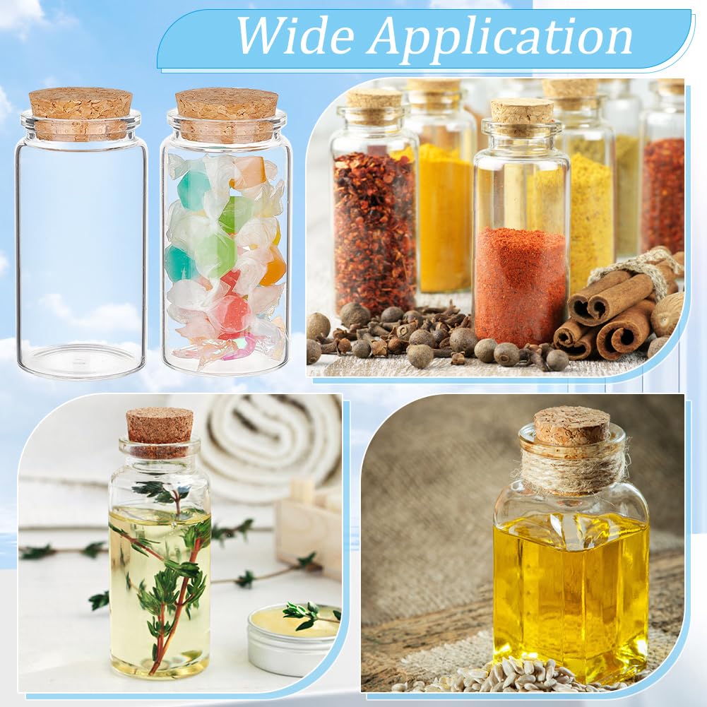 BENECREAT 8Pcs 120ml/4oz Mini Glass Bottles with Cork Stoppers, Wish Bottles, Message Bottles for Wedding Party Supplies, DIY Craft, Baby Shower Favors