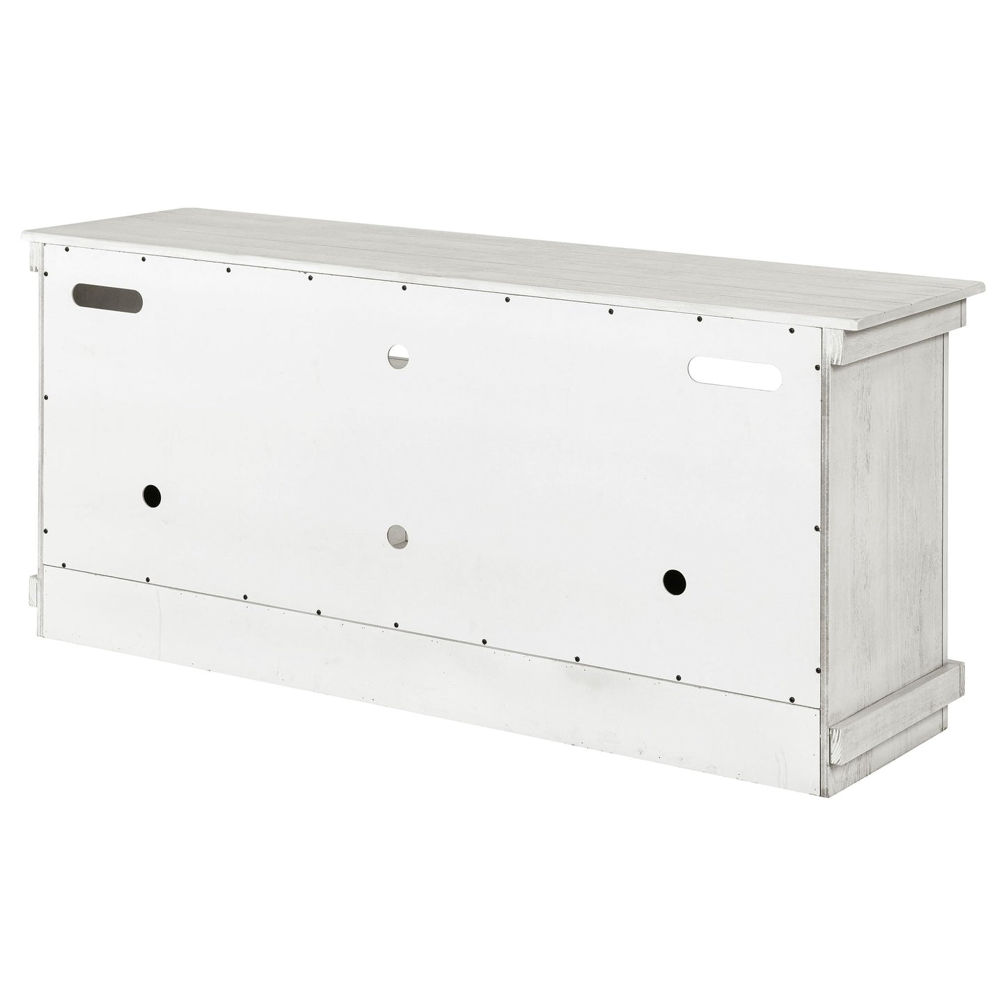 Coaster Home Furnishings - Payne - Wood - TV Stand with Two Door Cabinets, Shelves, Roughhewn Details and Farmhouse Style - Living Room - 60-Inch - Distressed White - 710052