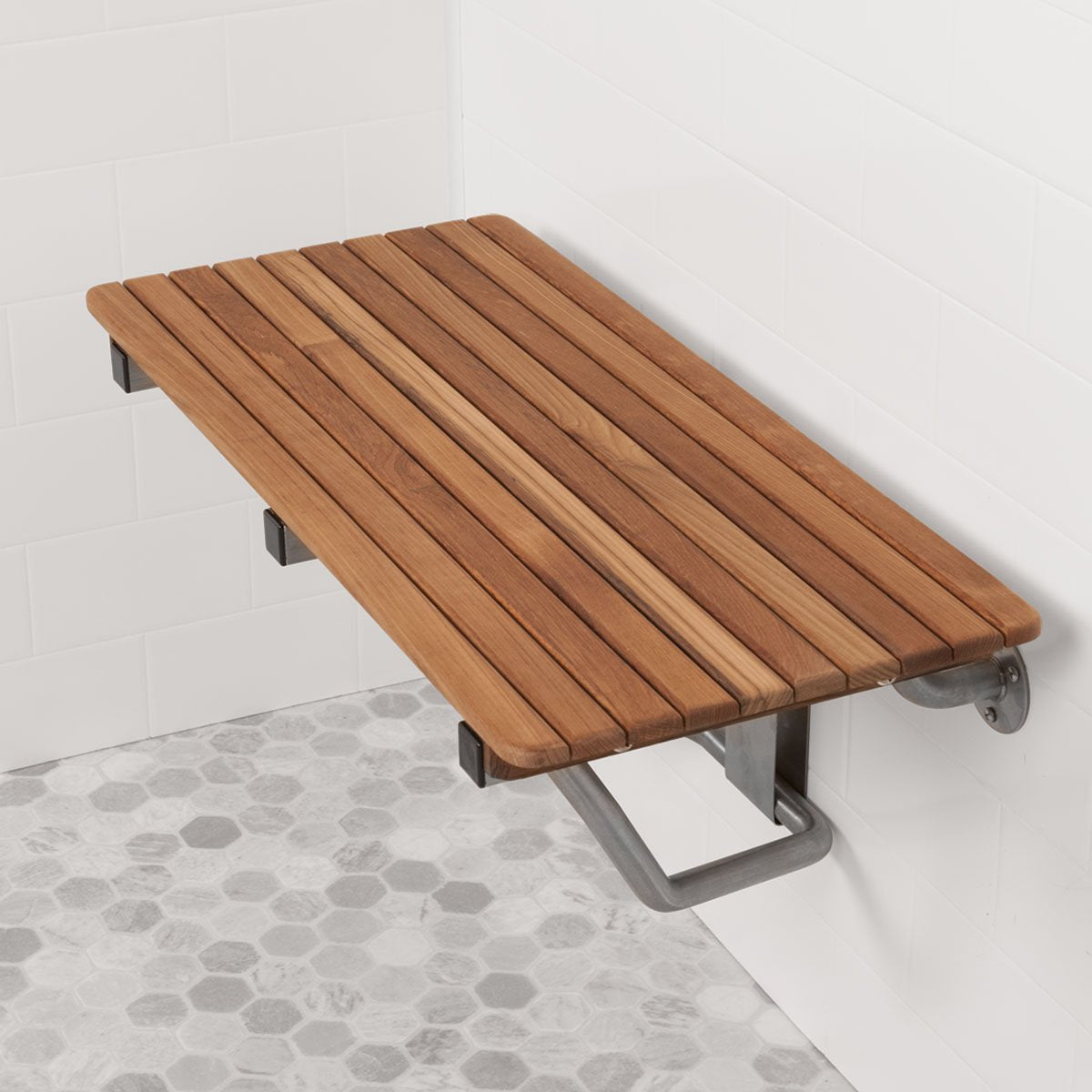 Plantation Teak ADA Wall Mounted Folding Shower Bench/Seat | 34" x 16" | Handcrafted in The USA
