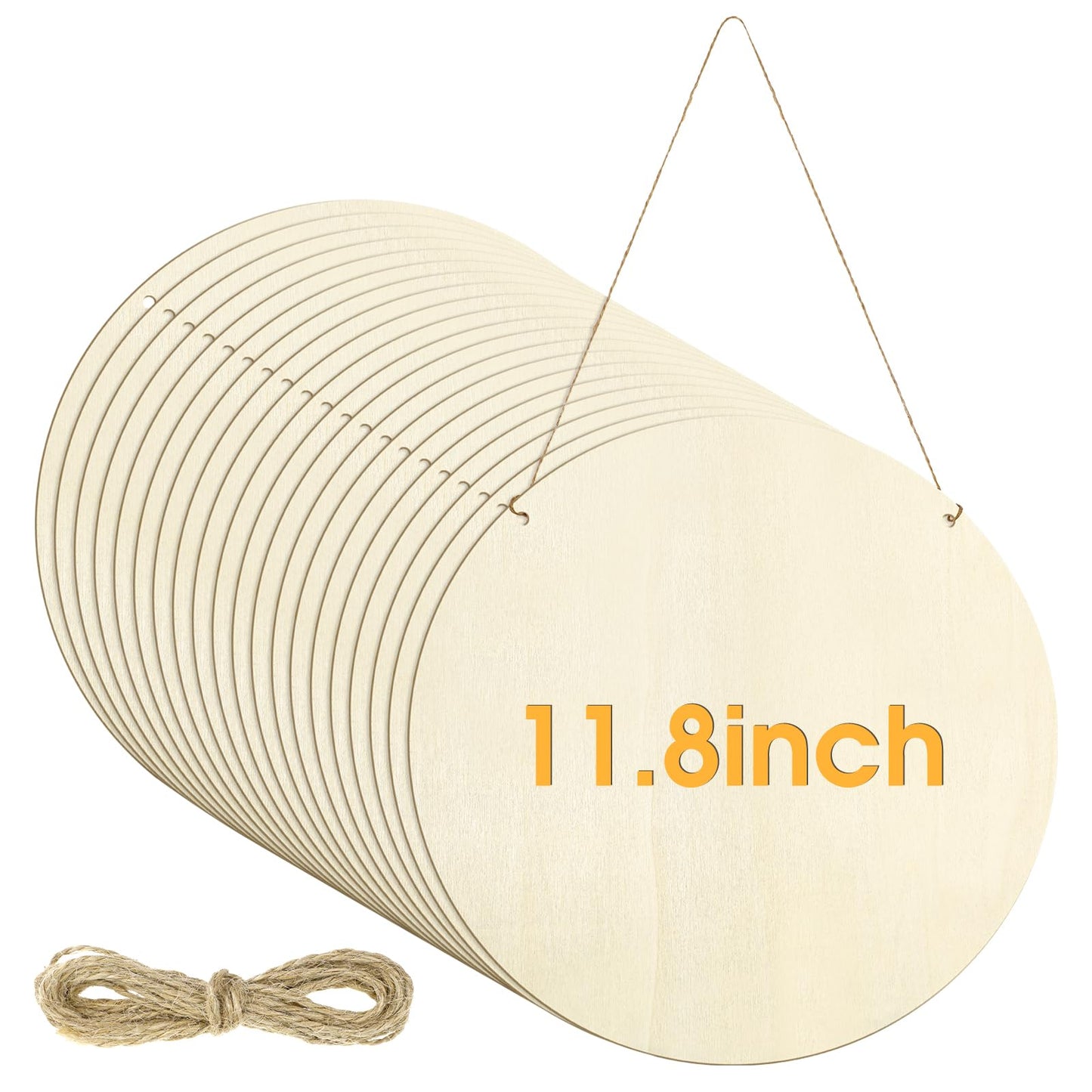 Ptwola 20 Pcs Wood Circles Board 12 Inch Unfinished Blank Wooden Door Hanger Sign Rounds Particle Board for DIY Crafts Painting Staining Coasters Making Decor Home Door Design Decorations Wood Burning