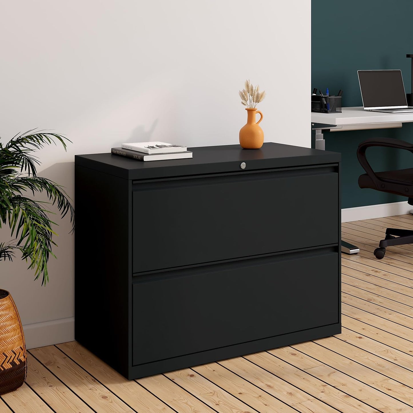 STAPLES 870395 Branded Commercial 36-Inch Wide 2-Drawer Lateral File Cabinet Black