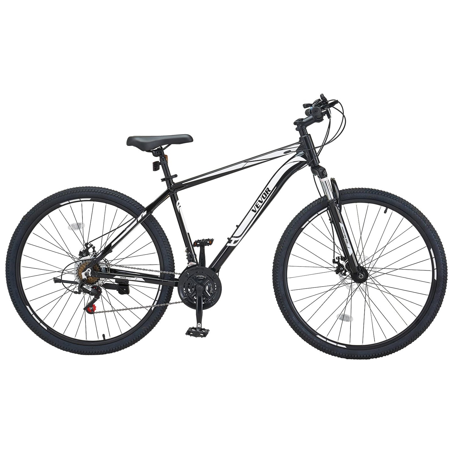 VEVOR Mountain Bike, 29 inch MTB Bicycle with Front Suspension, 21 Speeds Shimano Twist Shifting, Dual Disc Brakes, Aluminum Alloy Frame, for Men/Women