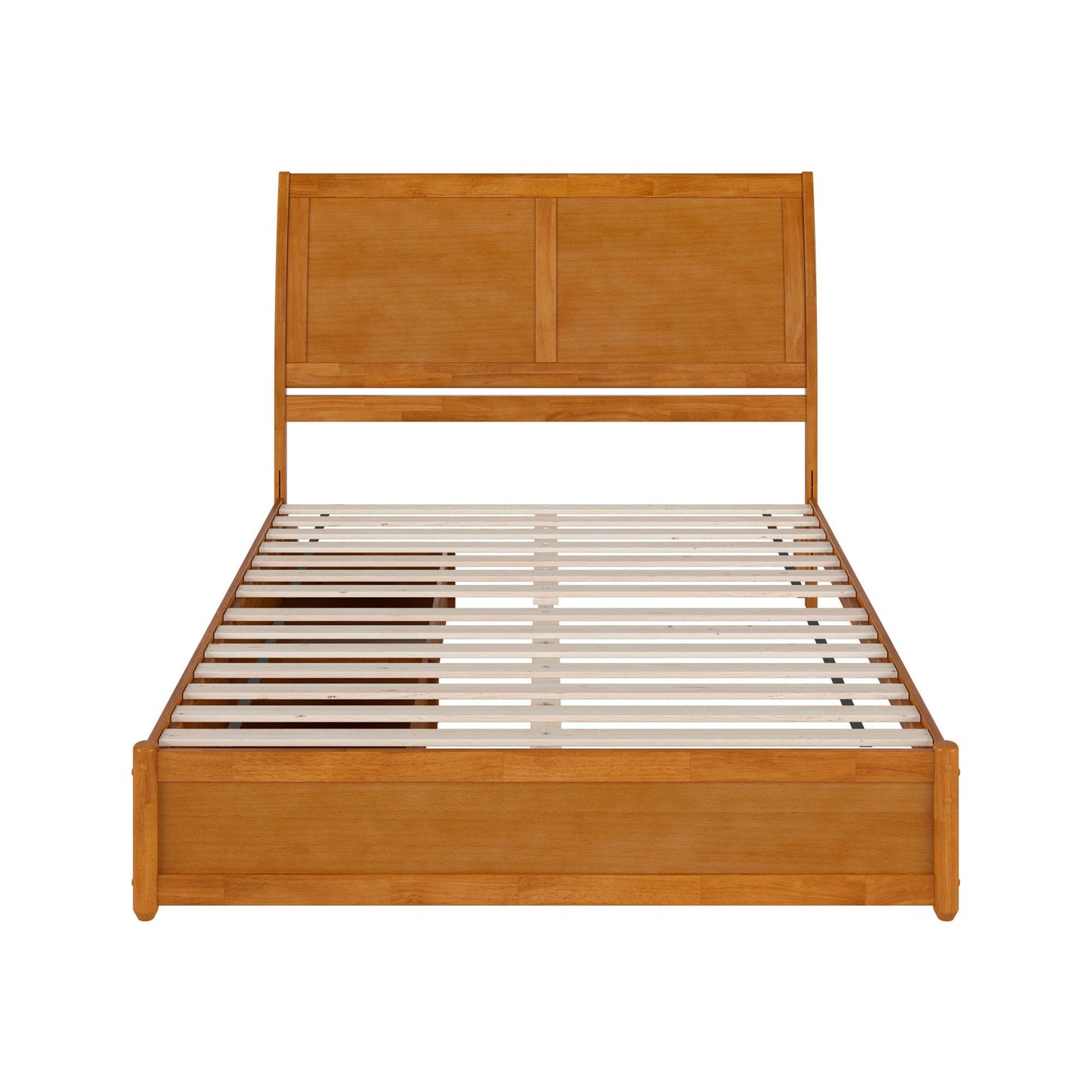 AFI, Andorra Queen Platform Bed with Panel Footboard & Storage Drawers, Light Toffee