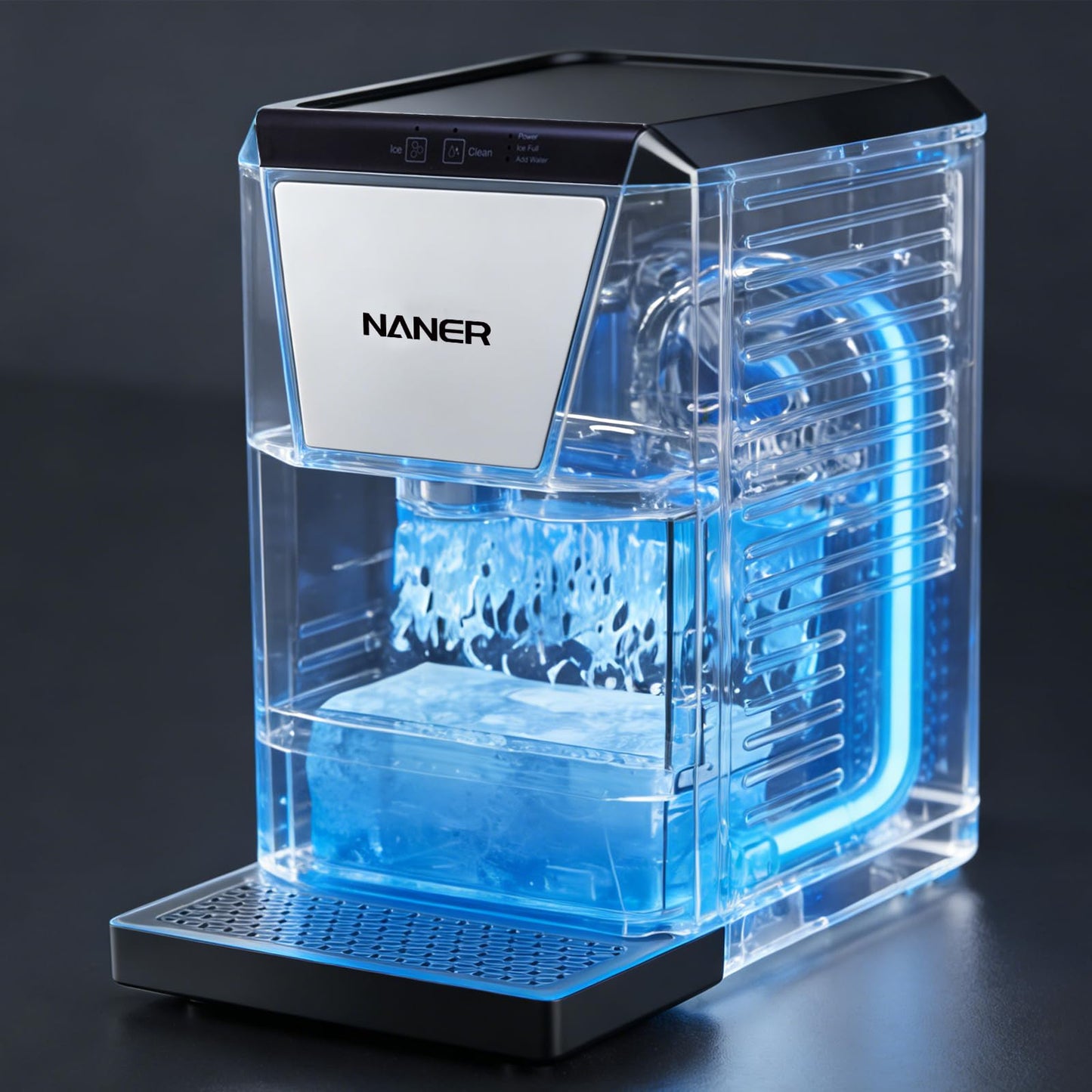 Naner 2" Clear Ice Ball Maker with IcyGem Technology,2 pcs in 50 Mins,60 pcs/Day,Sphere Ice Maker,Self-Cleaning,with Ice Tong for Bar Whiskey & Bourbon