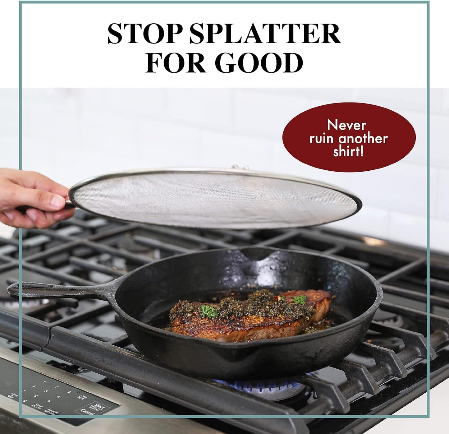 BergKoch Splatter Screen for Frying Pan - 9.5/11.5/13 Inch Stainless Steel Grease Splatter Guard (Set of 3) - Cover Oil Splash when Sizzling Bacon, Cooking Fried Chicken or Popcorn