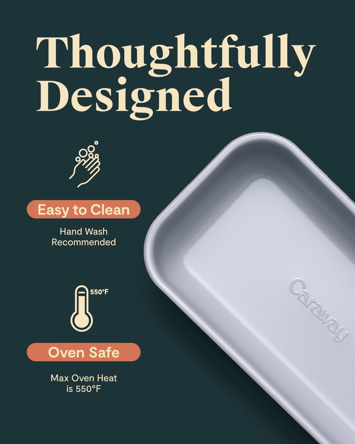 Caraway Non-Stick Ceramic 1 lb Loaf Pan - Naturally Slick Ceramic Coating - Non-Toxic, PTFE & PFOA Free - Perfect for Pound Cakes, Breads, & More - Cream