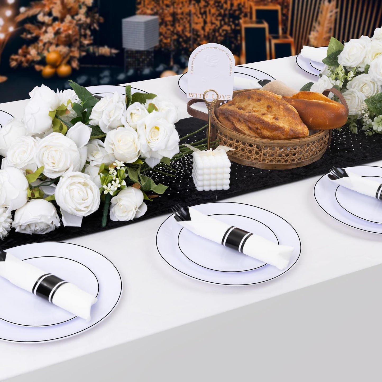 Supernal 120 Pack Black Plastic Silverware,Rolled Silverware Disposable,Pre Wrapped Cutlery Set with Napkin,Plastic Utensils Heavy Duty, Rolled Black Cutlery