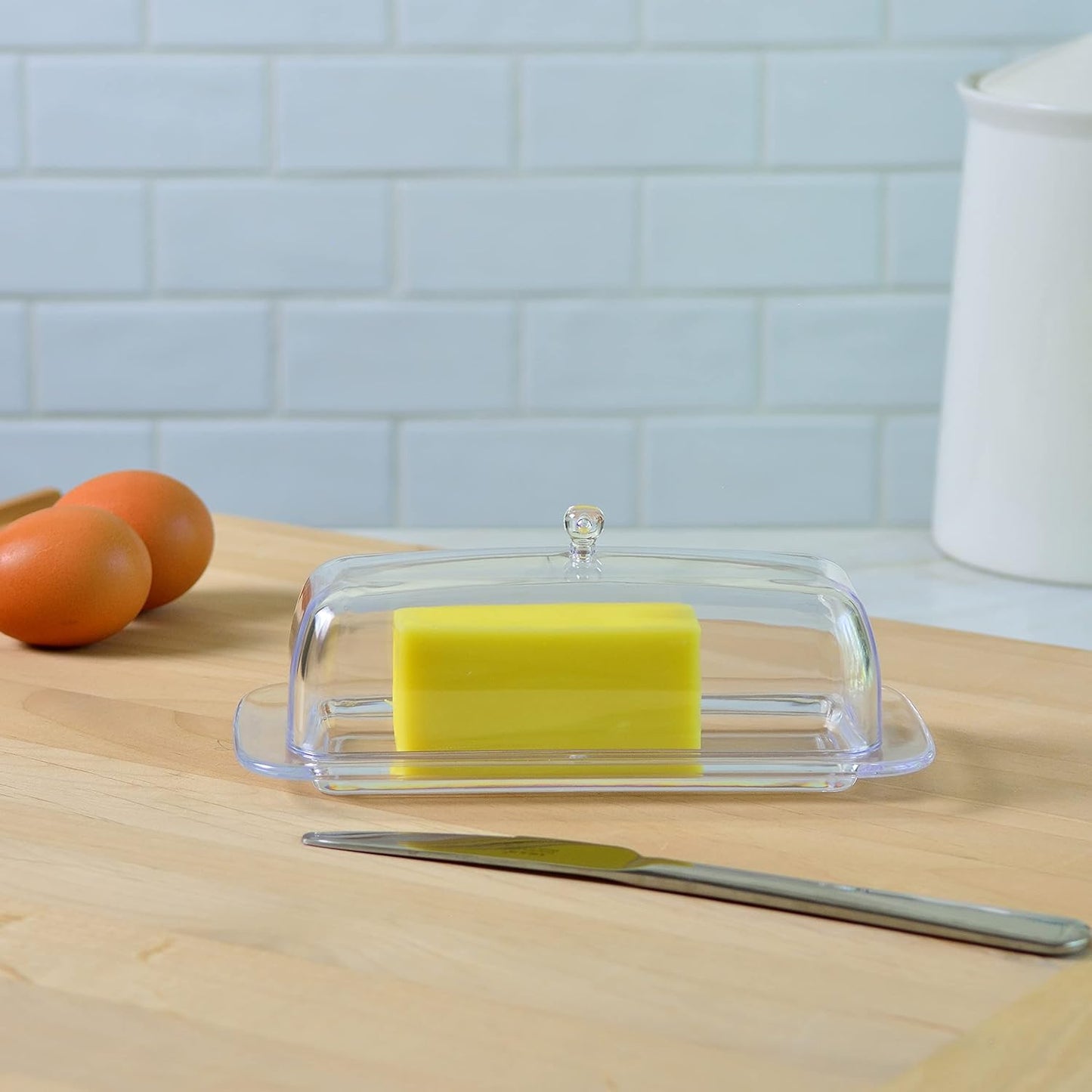 Youngever Plastic Butter Keeper, Reusable Clear Butter Dish with Lid