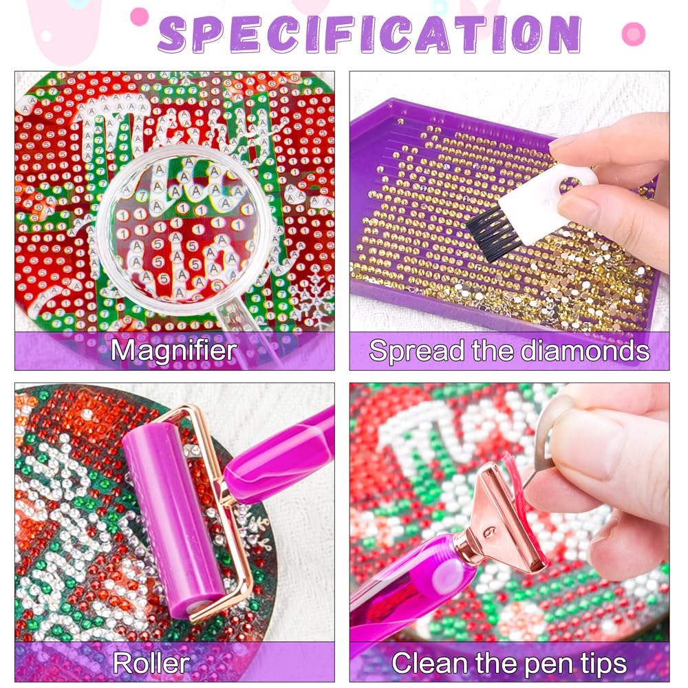 RaySoar Diamond Art Pens Diamond Art Tools Painting Pen with Screw Metal Tips Multi-Placer Tool Accessories for Adults Gem Rhinestone Picker Stylus Purple