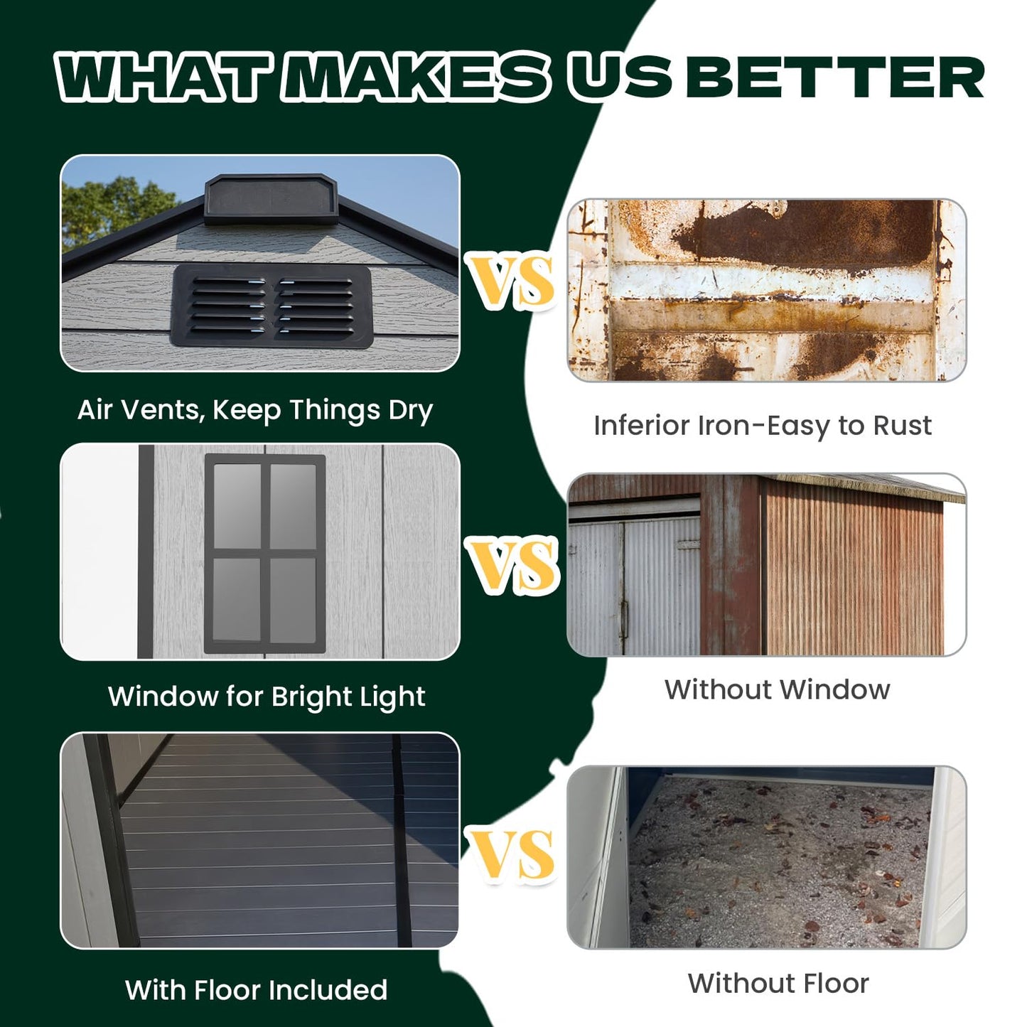 DNYKER 8 x 12 FT Resin Outdoor Storage Shed, All-Weather Plastic Garden Shed with Floor, Lockable Doors & Windows, Plastic Tool Shed for Poolside, Backyard, Patio