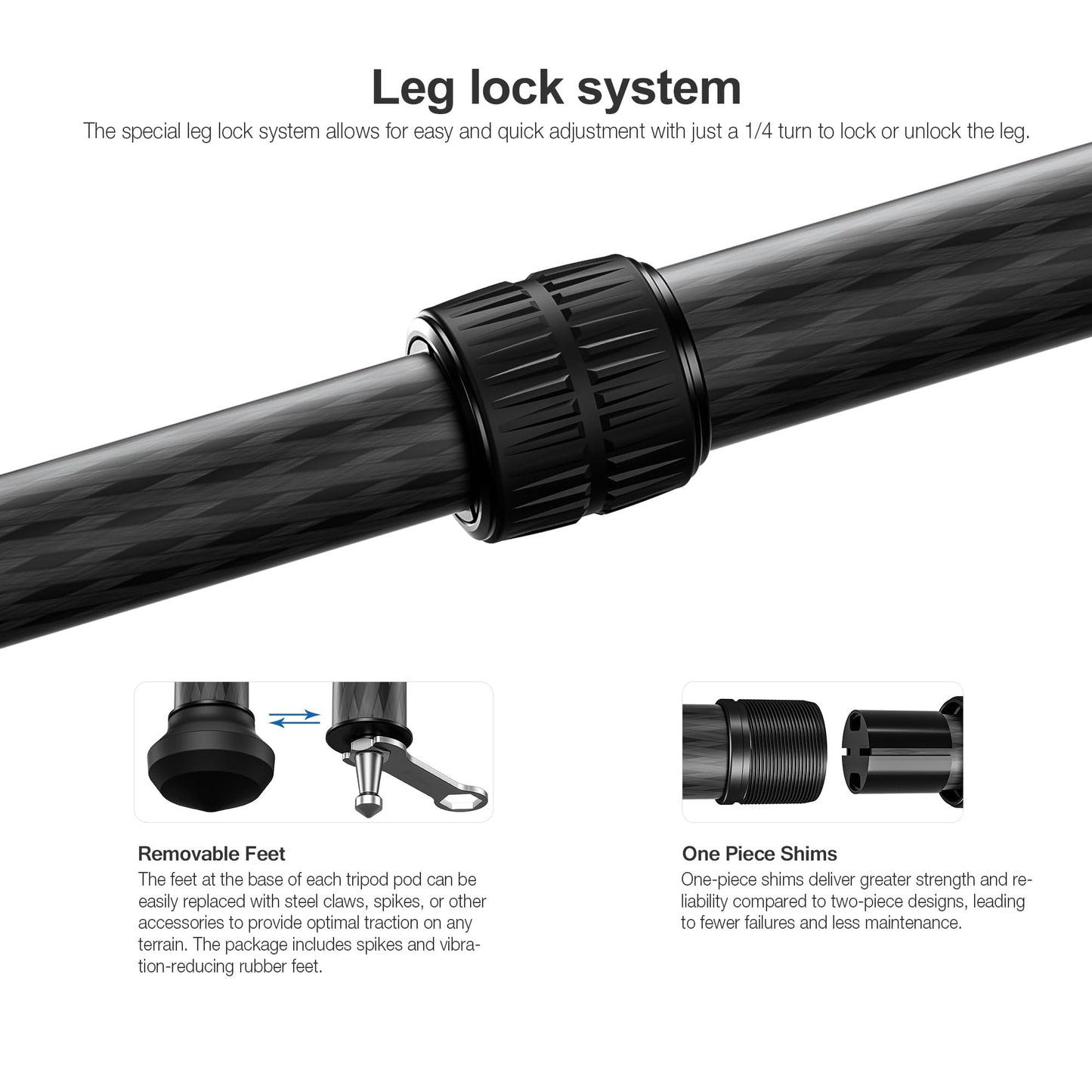 Leofoto LS-284CEXX Travel Tripod w/Built-in Leveling Head, Ranger Series, Carbon Fiber, 4 Leg Sections, Lightweight, Ball Head Optional (Tripod)