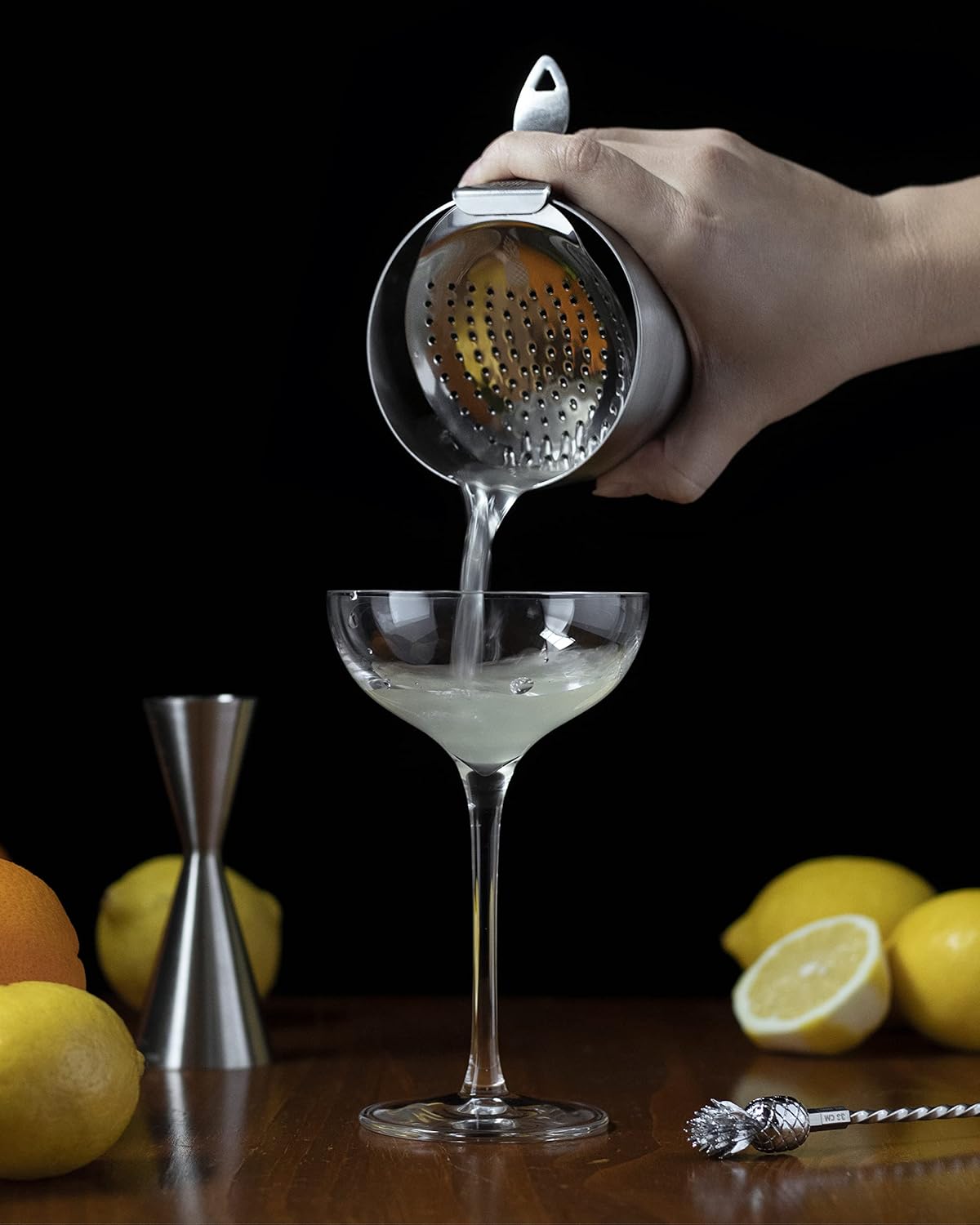 Piña Barware's The Bender - Stainless Steel Julep Style Cocktail Bar Strainer, Polished Finish, 1 Pack