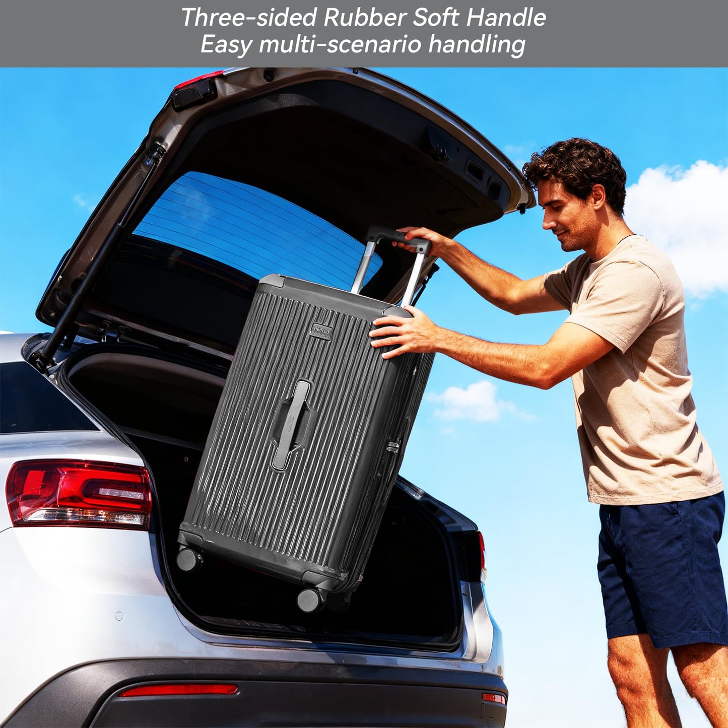 LIGHTGO 2 Piece Set Ultra-Lightweight PC+ABS Suitcase with TSA Lock & Quiet 360°Wheels, 20/26/30 Inch Expandable Luggage, Smart Organizer with Magical Divider & Waterproof Zone(Carbon Grey)