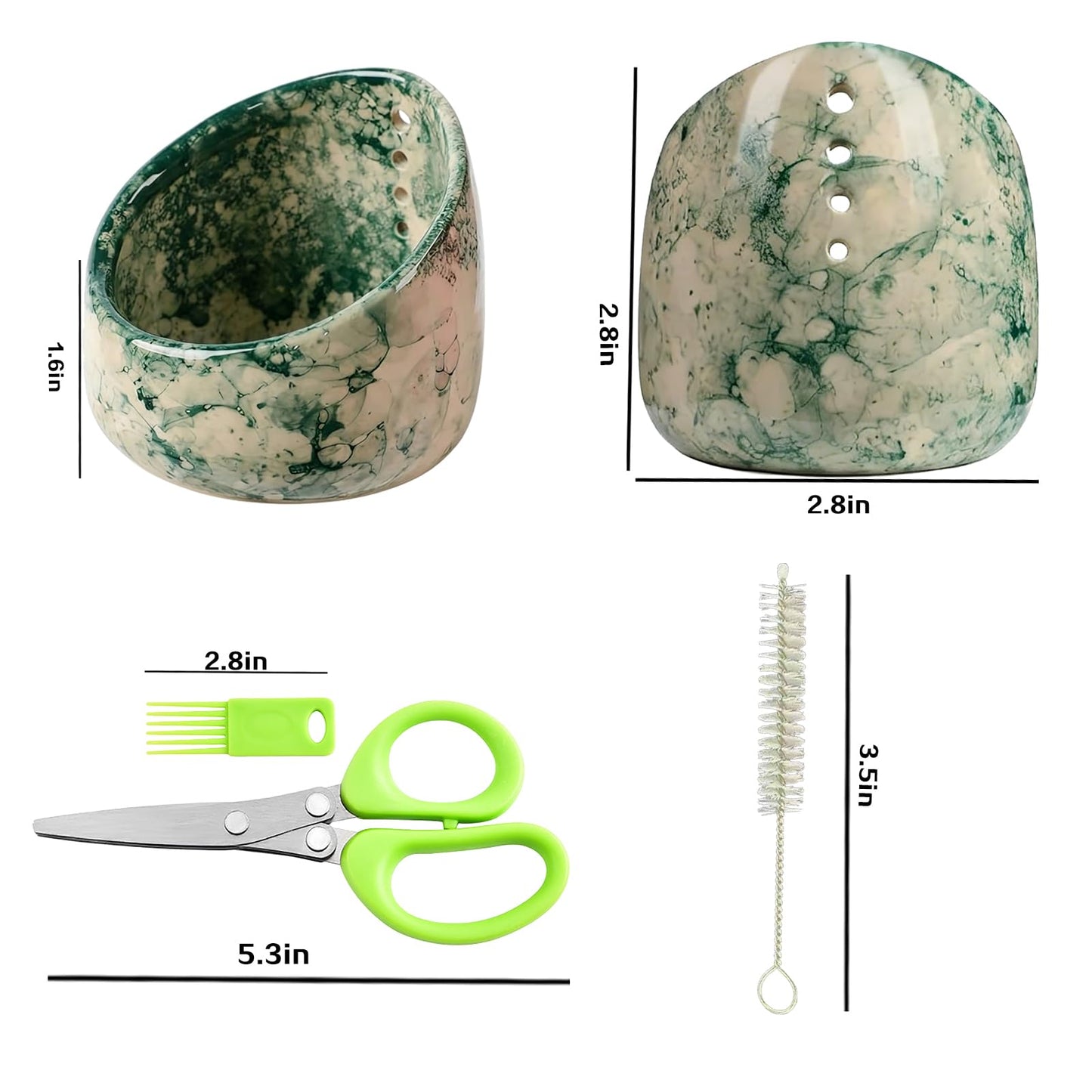Handmade Ceramic Herb Stripper Bowl with Scissors, 2 in 1 Pottery Herb Cutter Set for Kitchen, Perfect for Separating Leaves and Stems, Essential Kitchen Gadgets 2026
