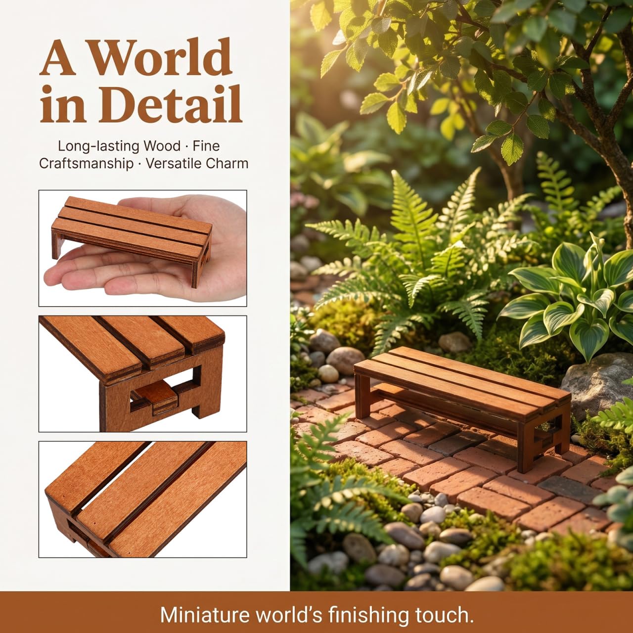 Garneck 3pcs Miniature Wooden Bench Set 1:12 Dollhouse Furniture Bench Mini Simulation Furniture Mini Chair Decor for Fairy Garden and Tabletop Micro Landscape Tiny House Decor