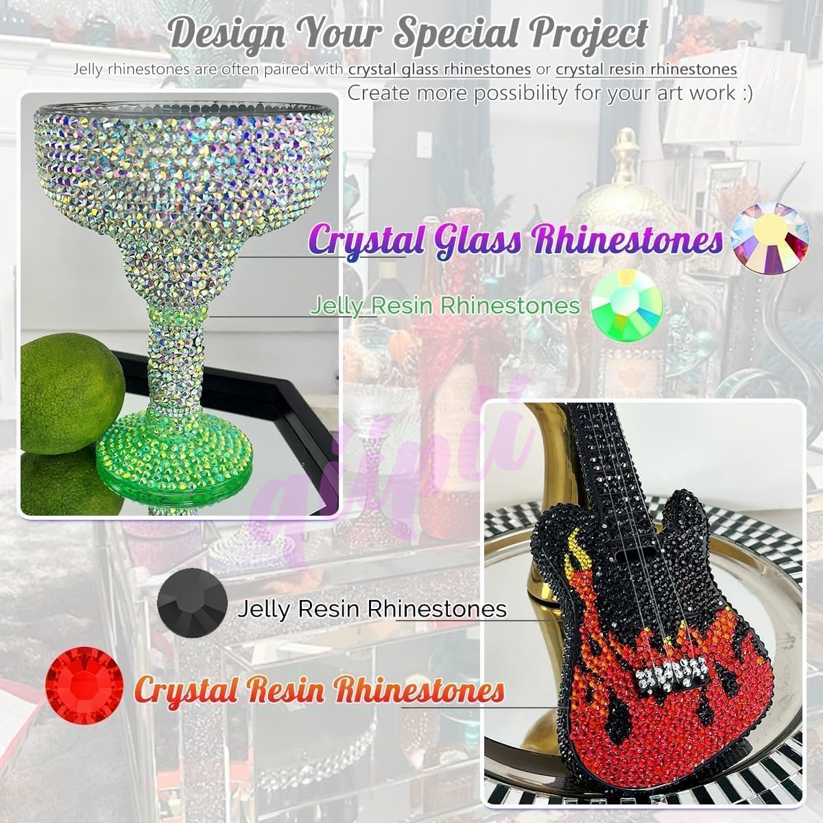 qiipii 48 Color 3mm Jelly AB & Crystal Colorful Resin Rhinestones for Bedazzling Crafting SS10 Flatback Stones Gems Diamonds Charms for Nails Eyes Face Makeup Beauty Tumblers Bottles DIY Crafts Shoes