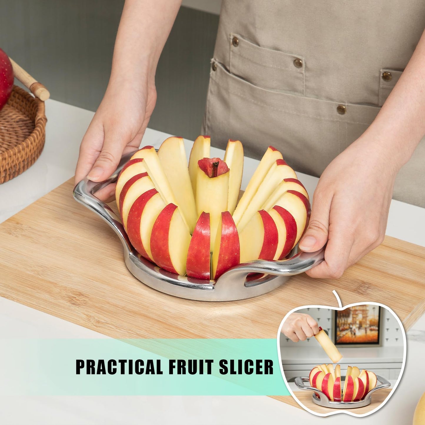 LIIGEMI 5.5 Inch Extra Large Apple Slicer,16-Slice Thin Apple Slicer and Corer,Cutter, Divider, Wedger for Fruits and Vegetables,Gifts for Mom,Sharp and Sturdy,Easy to Use