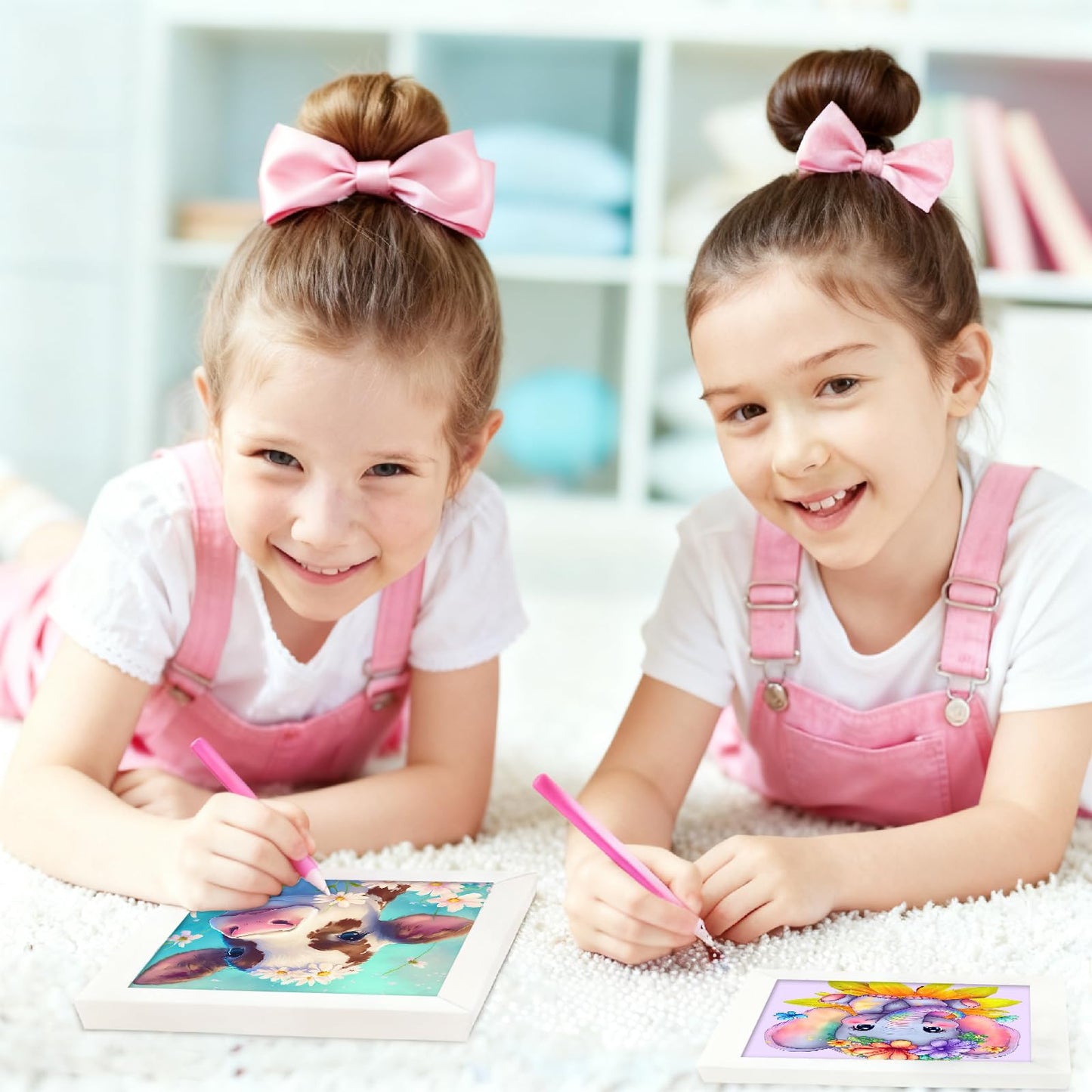 Mowana 6 Pack Diamond Art Kits for Kids - Animals Diamond Painting for Kids 10-12, 6x6 Diamond Art for Girls and Teens, 5D DIY Round Drill Big Gem Art for Ages 4-8-12